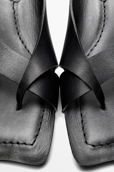 Leather heeled sandals - STUDIO — BLACK 6