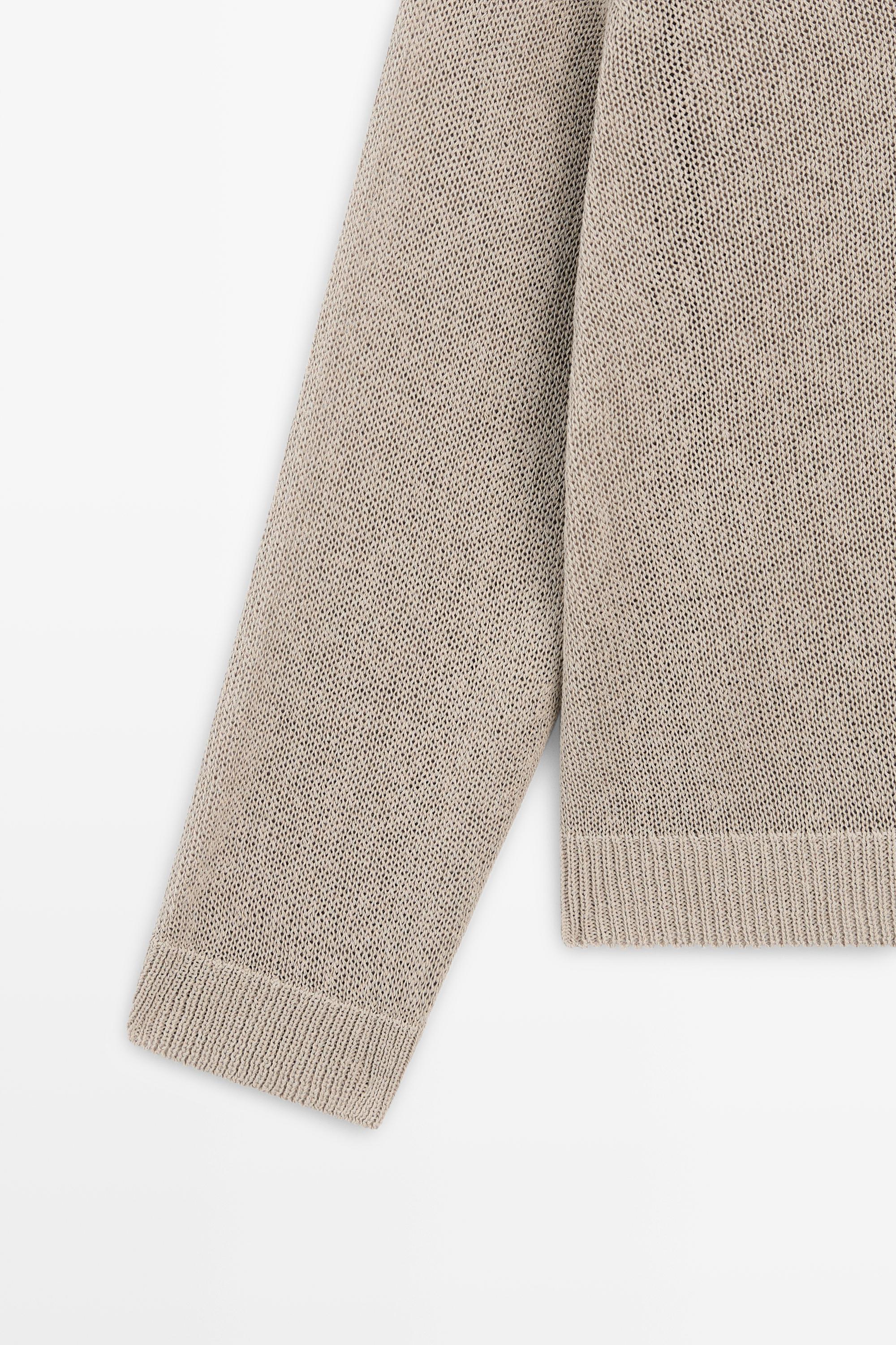 Cotton blend V-neck knit sweater — MINK