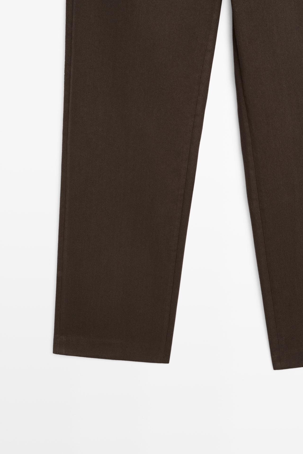 Stretch cotton blend pants — Chocolate