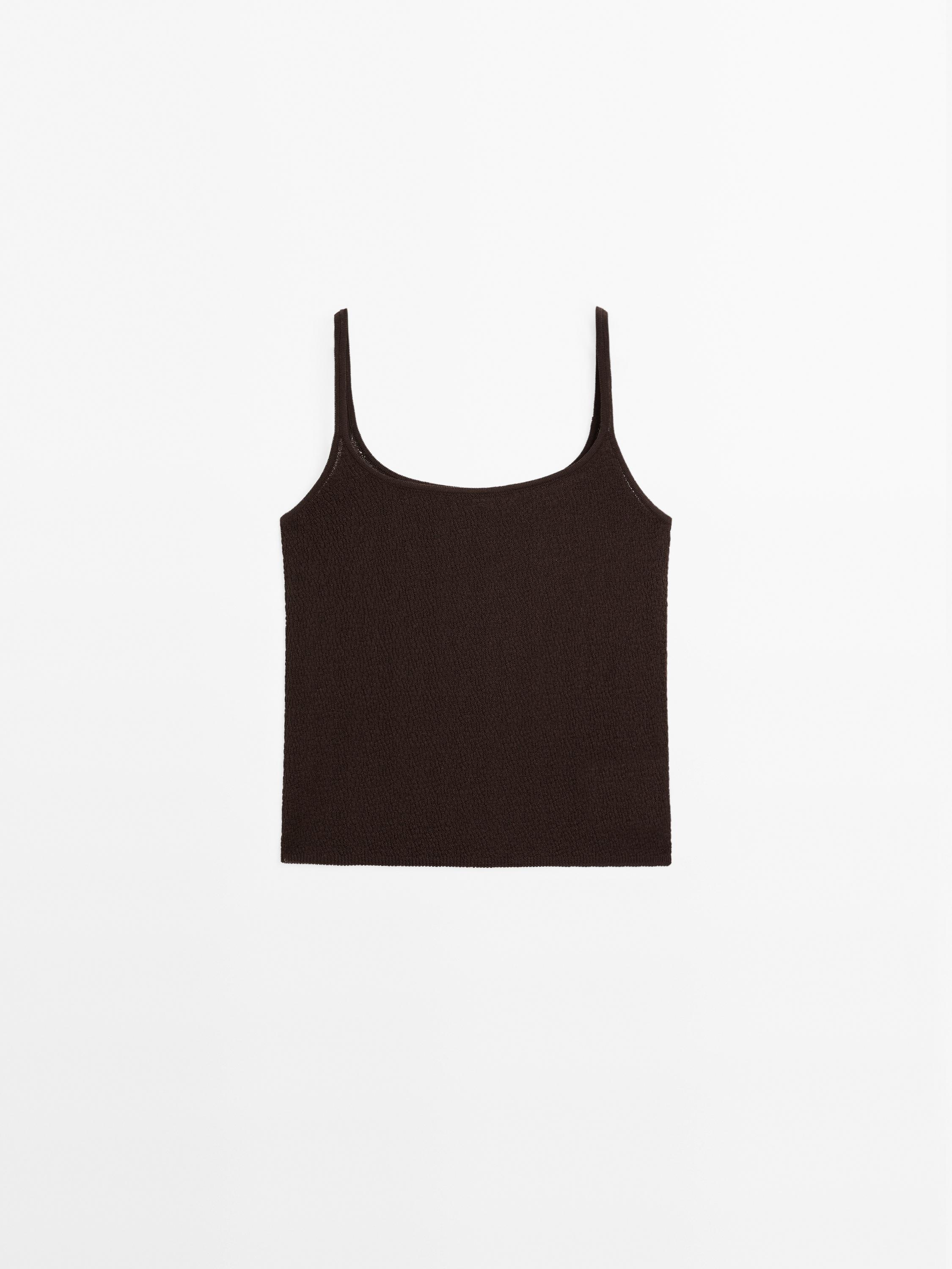 Flowing knit top with straps