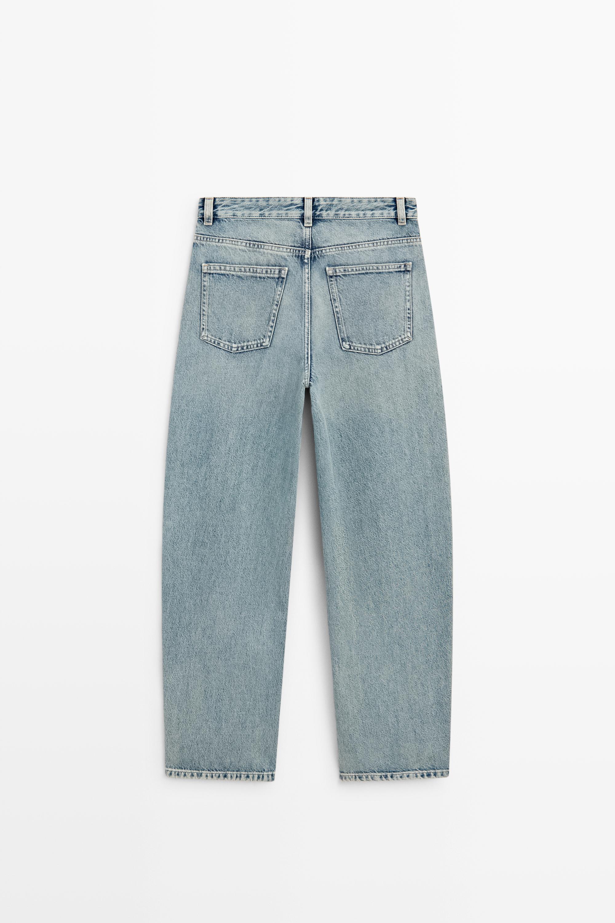 Mid-waist barrel fit jeans — Light Blue