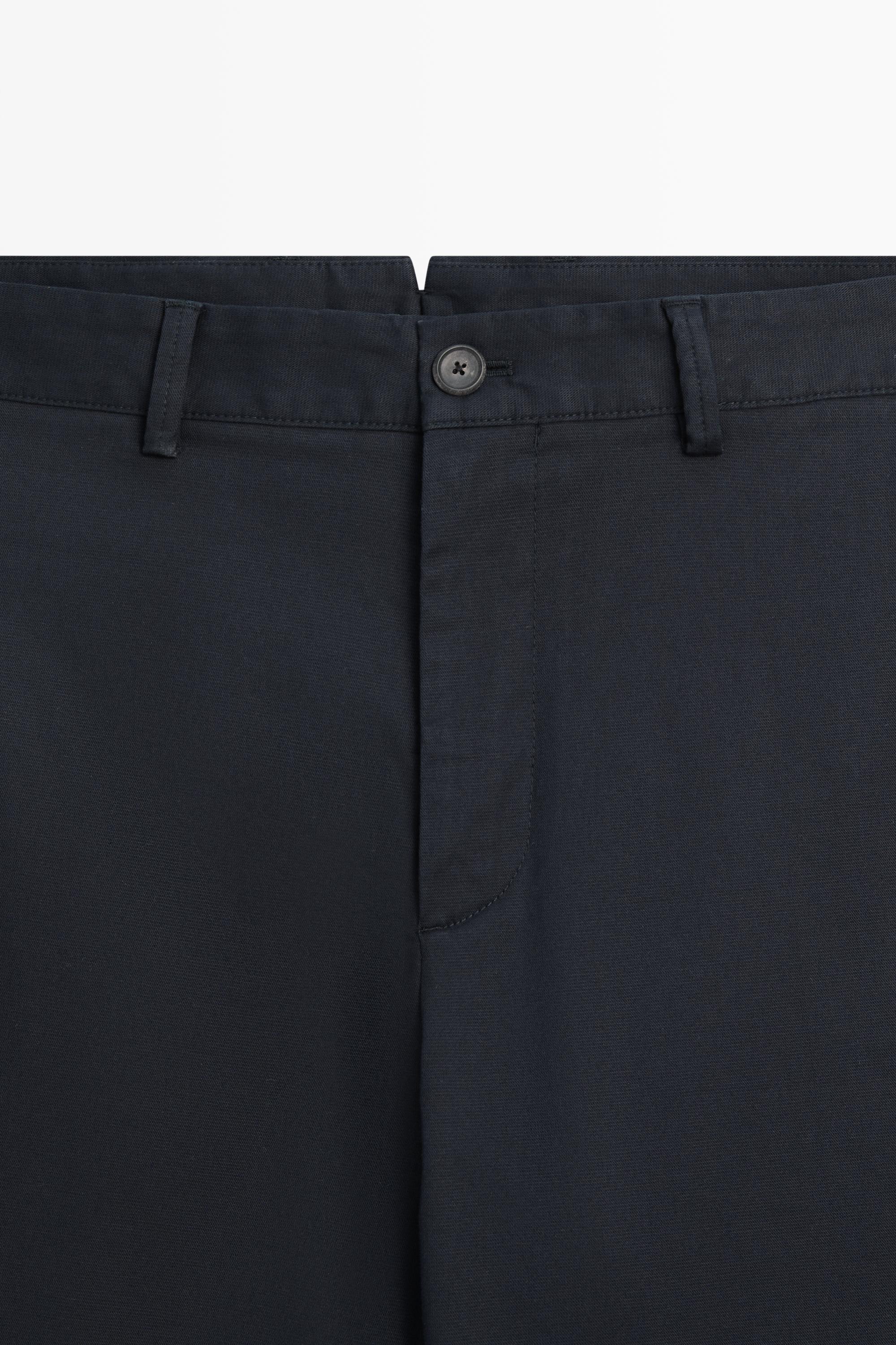 Cotton-blend slim fit pants — NAVY BLUE