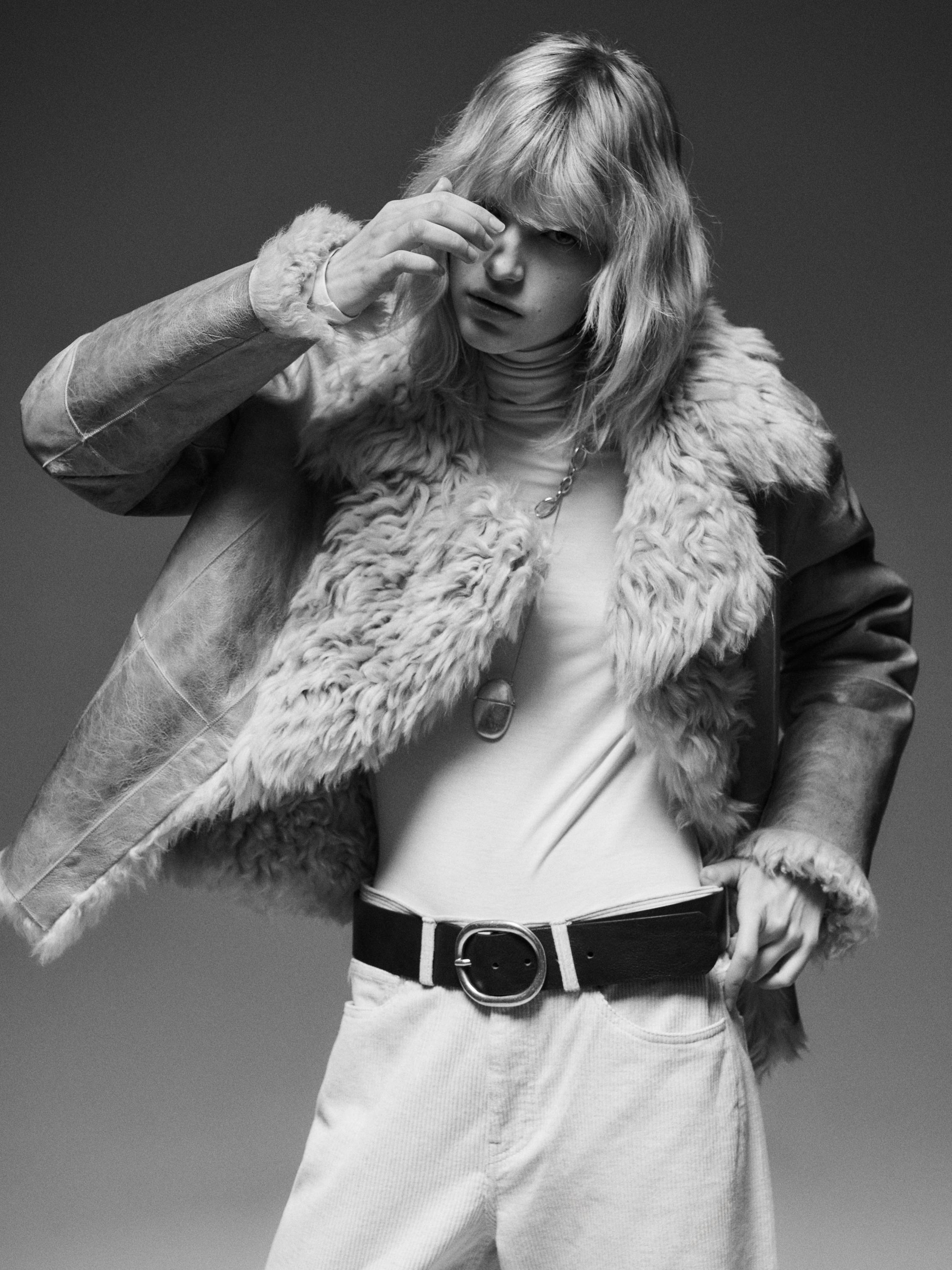 Short leather coat with fur - STUDIO — CREAM