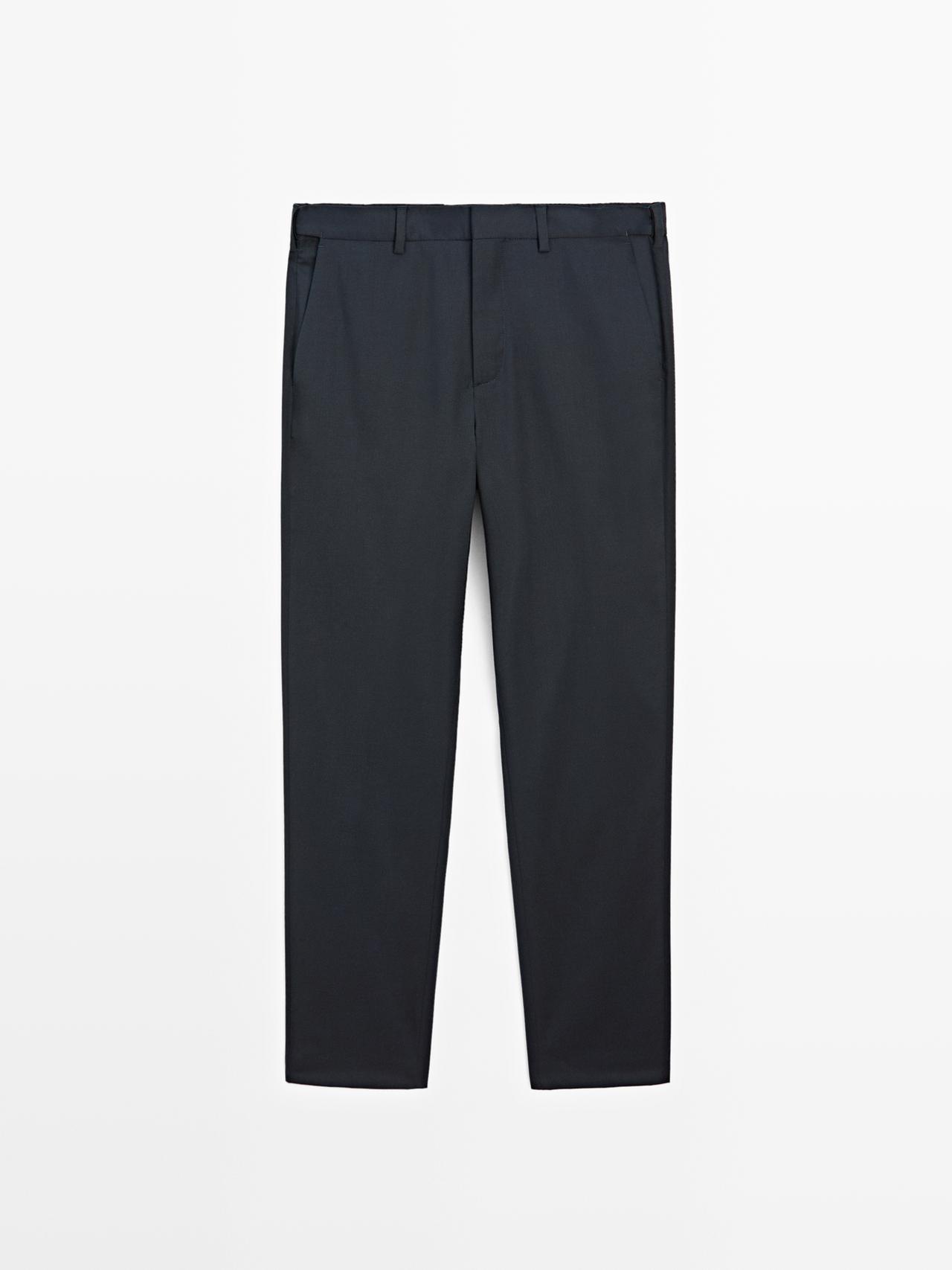 Massimo Dutti - Herre - Comfort Waist Bukser Med Indvendig Elastik - Marineblå - 40