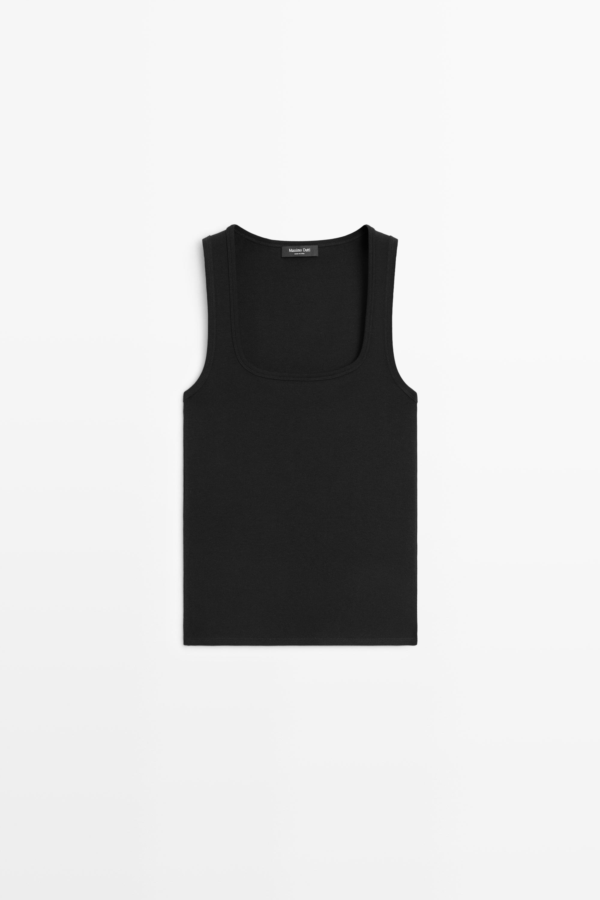 Massimo Dutti Kare yaka pamuklu top görsel 7
