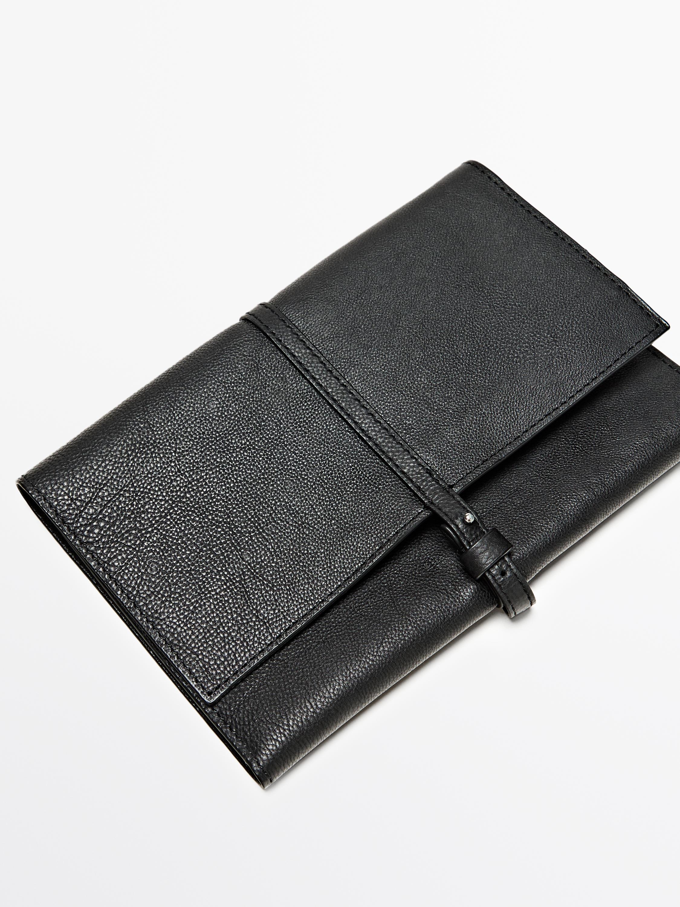 Nappa leather travel case — BLACK
