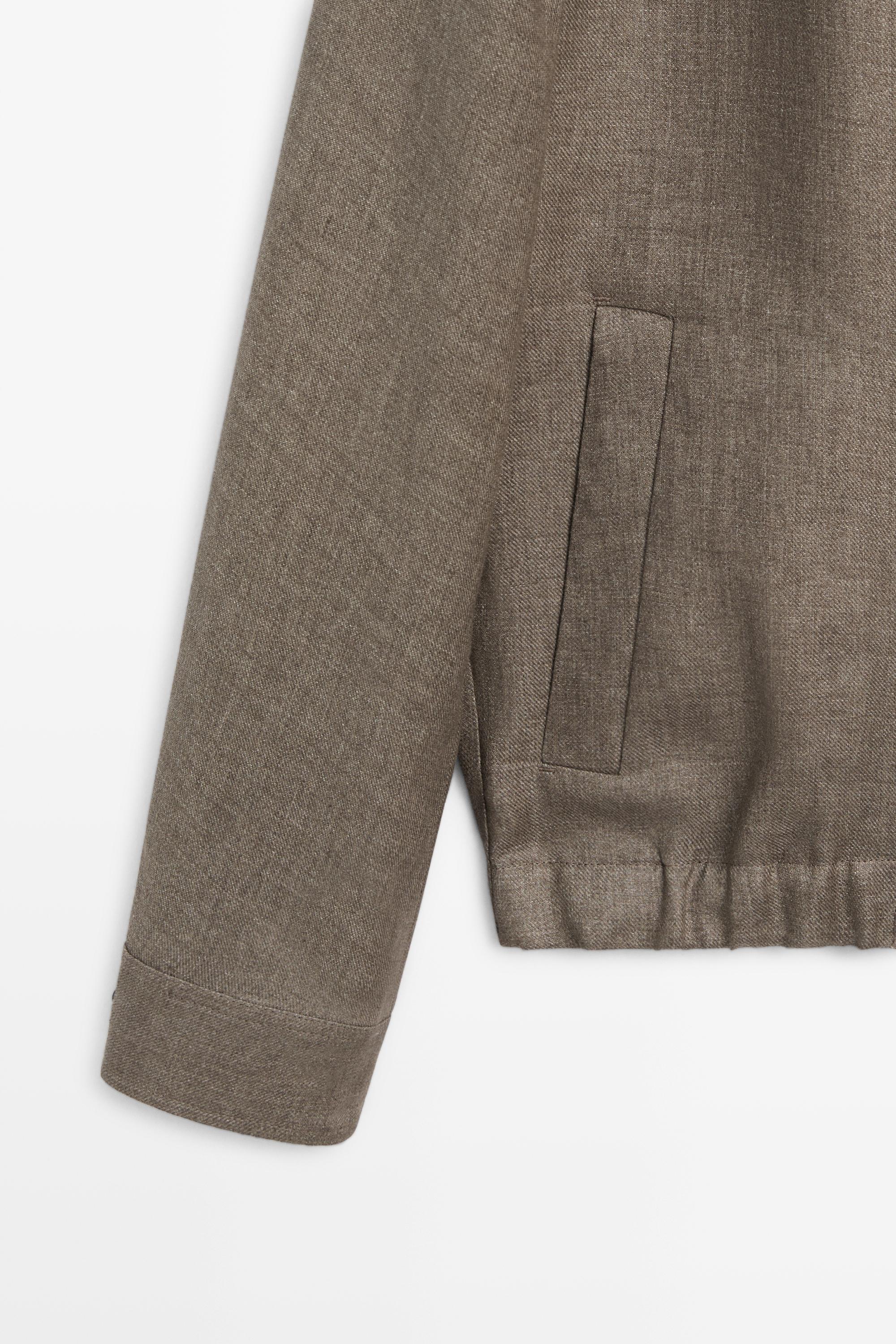 Faded linen total look jacket — GREENISH