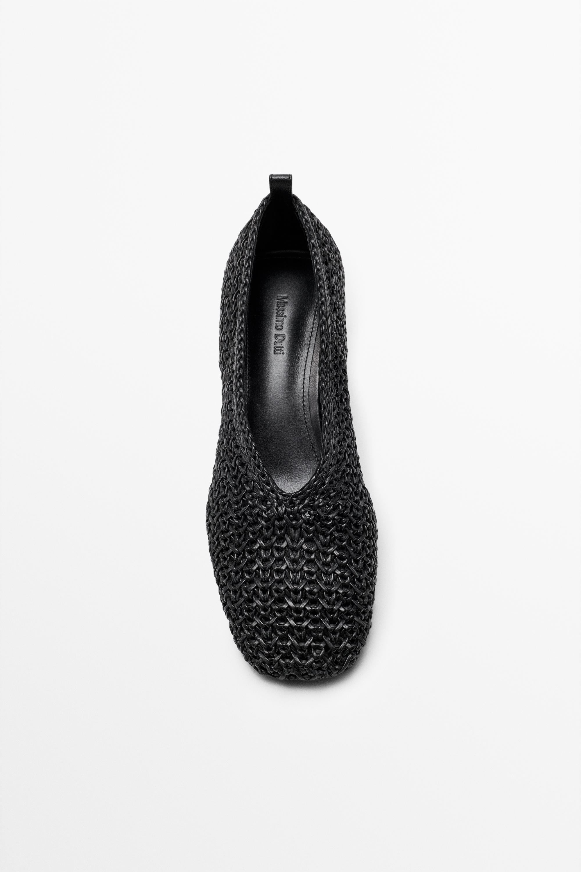 Braided leather heel shoes — BLACK