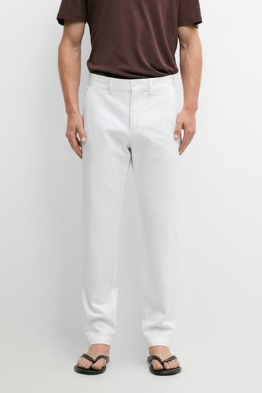 Cotton blend slim fit pants — Off white 3