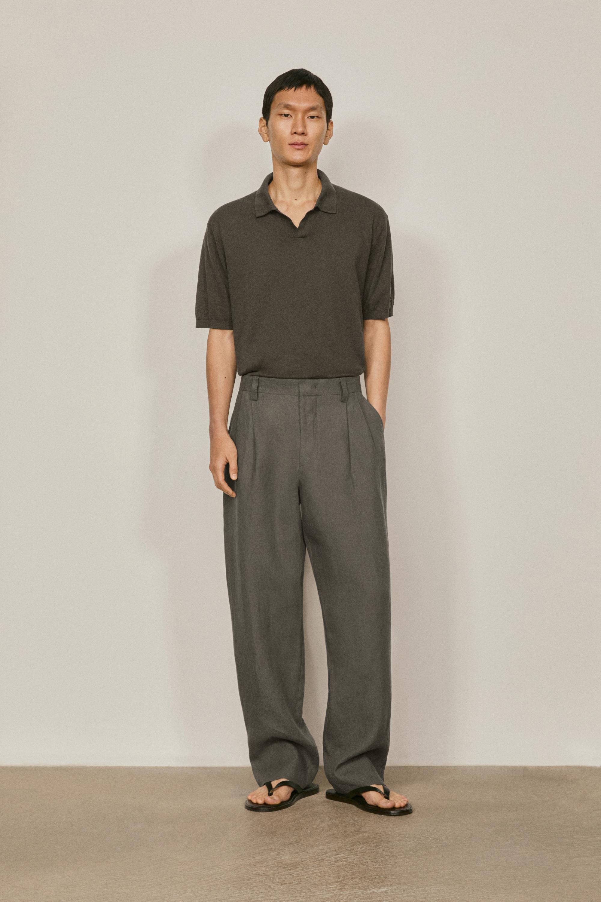 Linen suit trousers — DARK GREEN