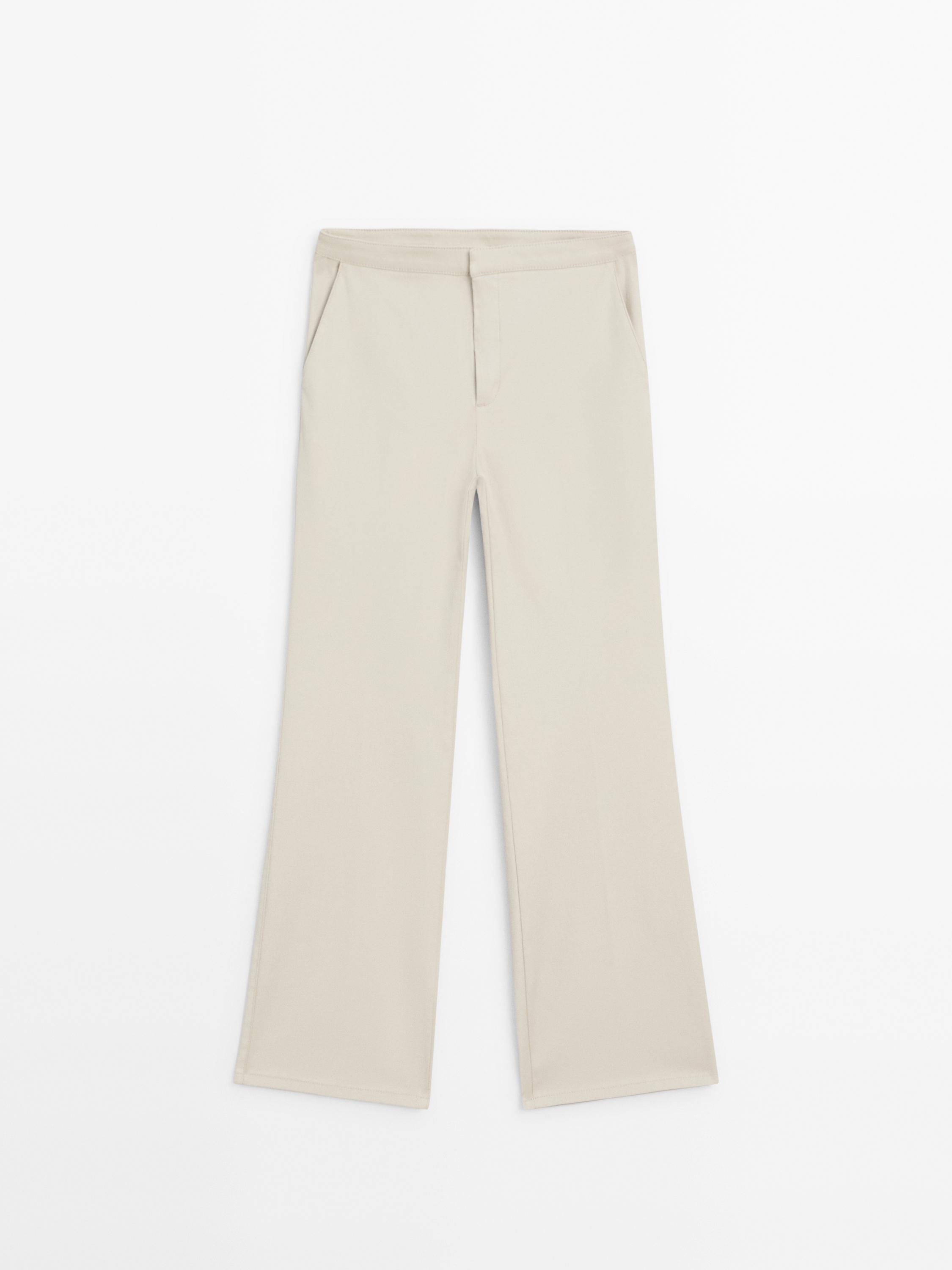Waxed flare fit cropped trousers