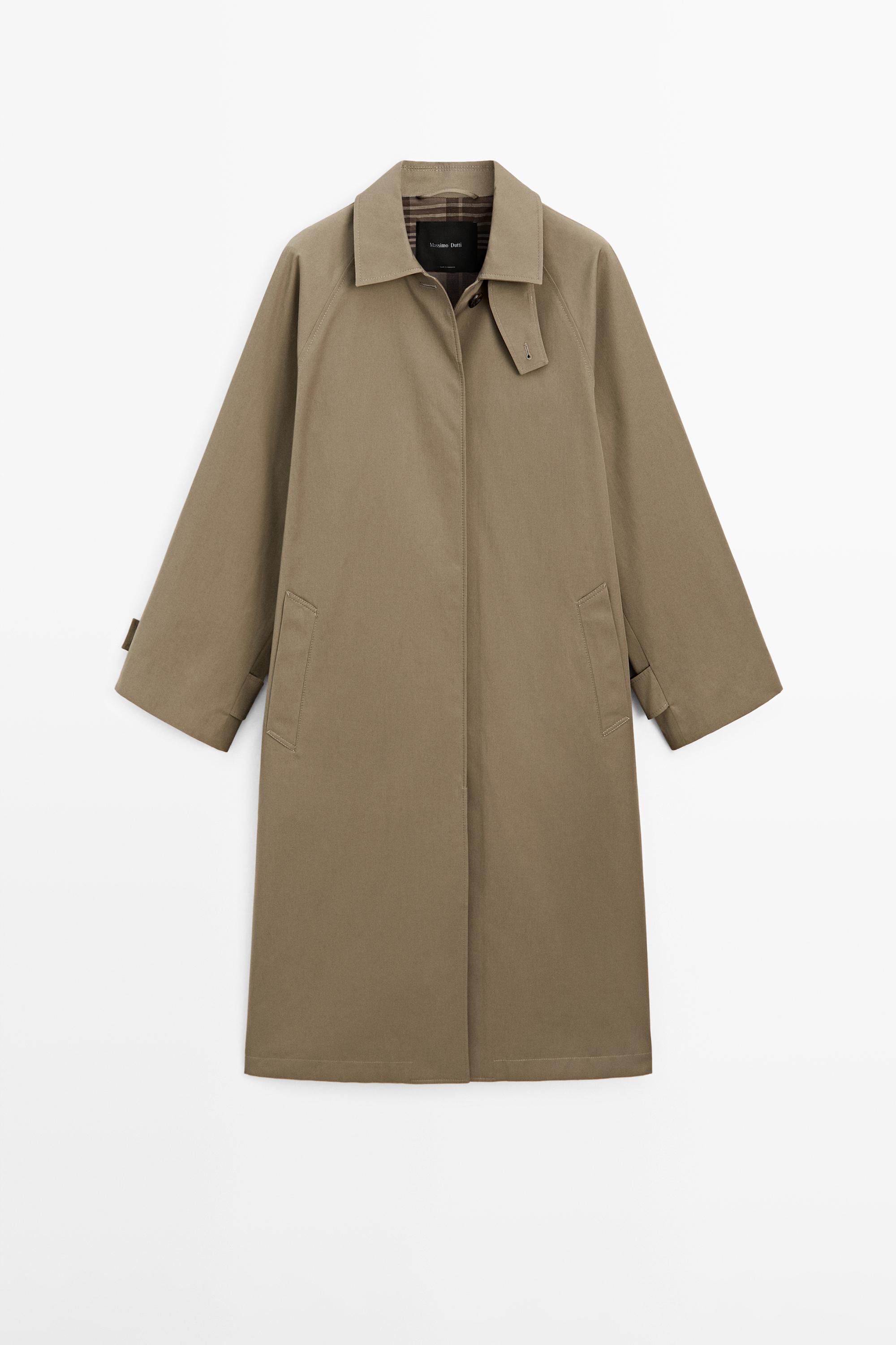 Gabardina trench oversize com forro xadrez