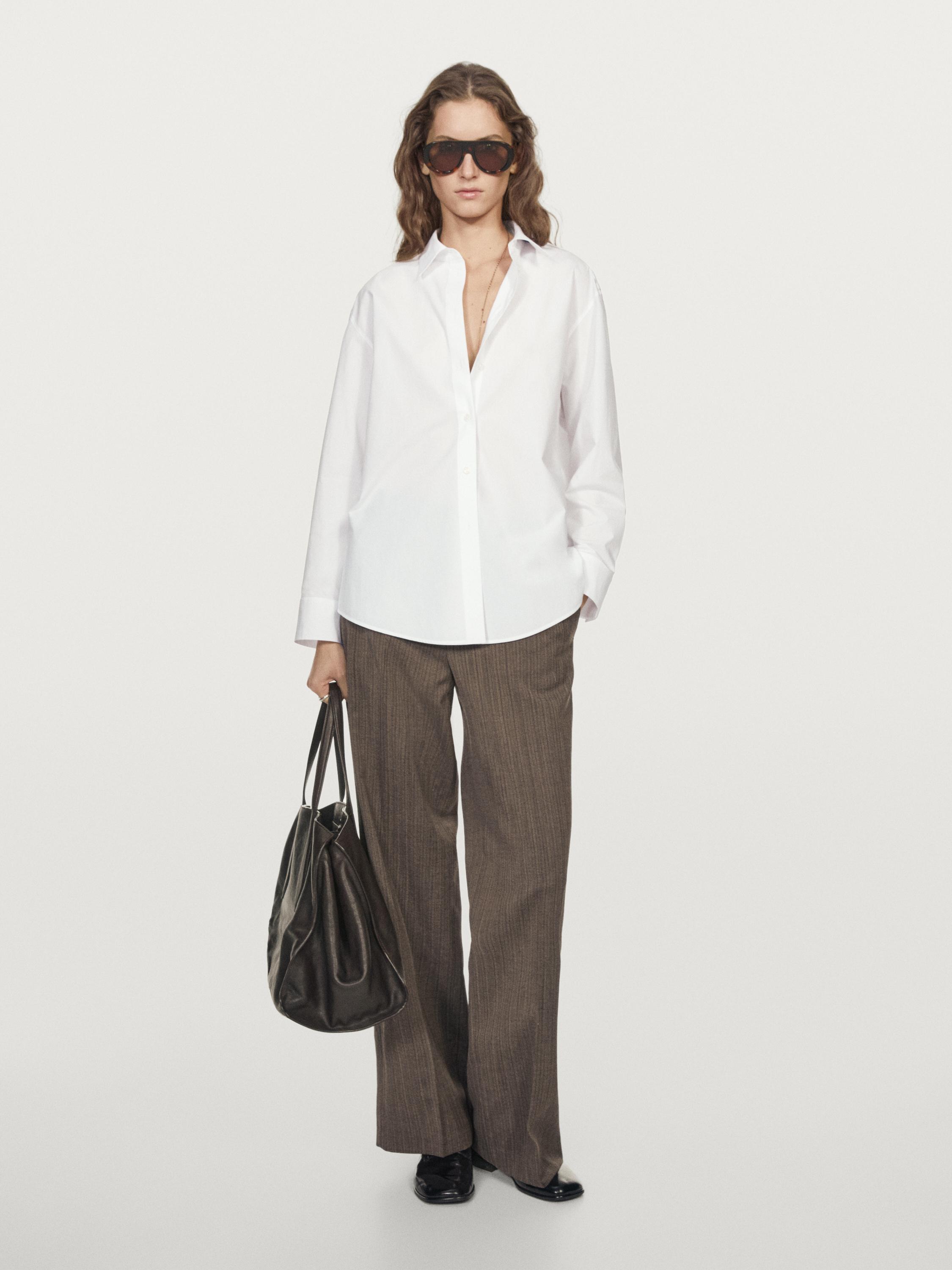 Chemisier détail épaule en popeline 100 % coton