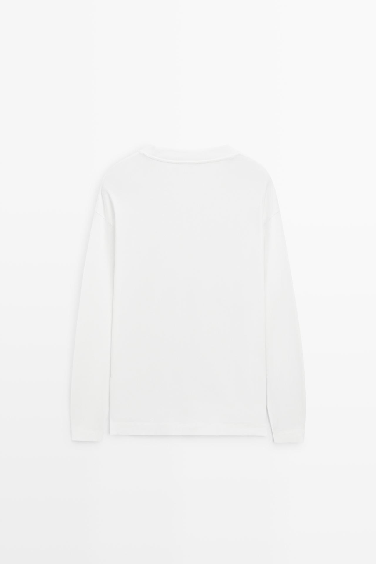 100% cotton long sleeve boxy T-shirt — WHITE