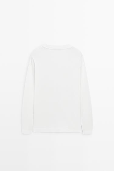 100% cotton long sleeve boxy T-shirt — WHITE 6