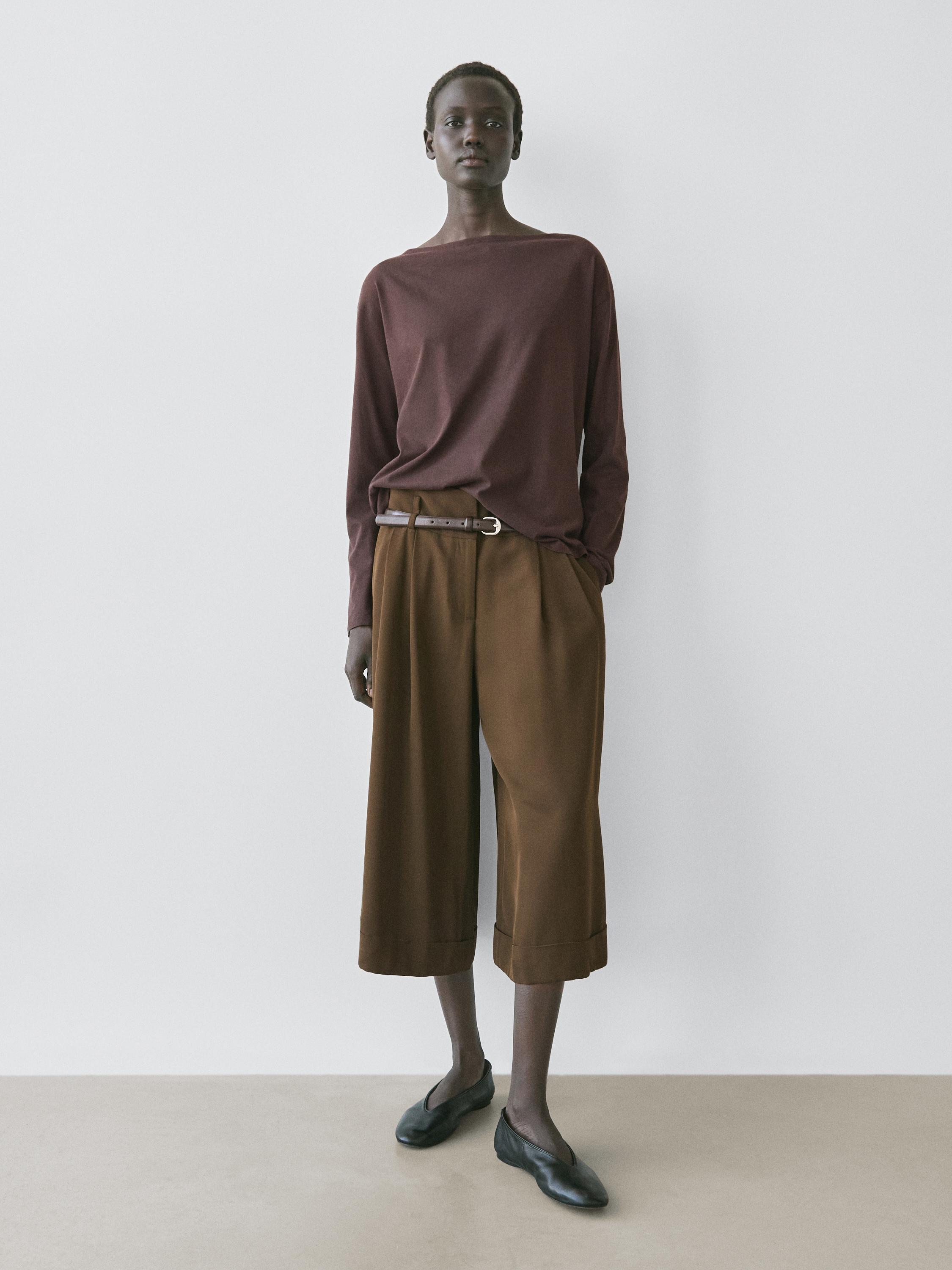 Long Bermuda shorts with turn-up hems — GREEN