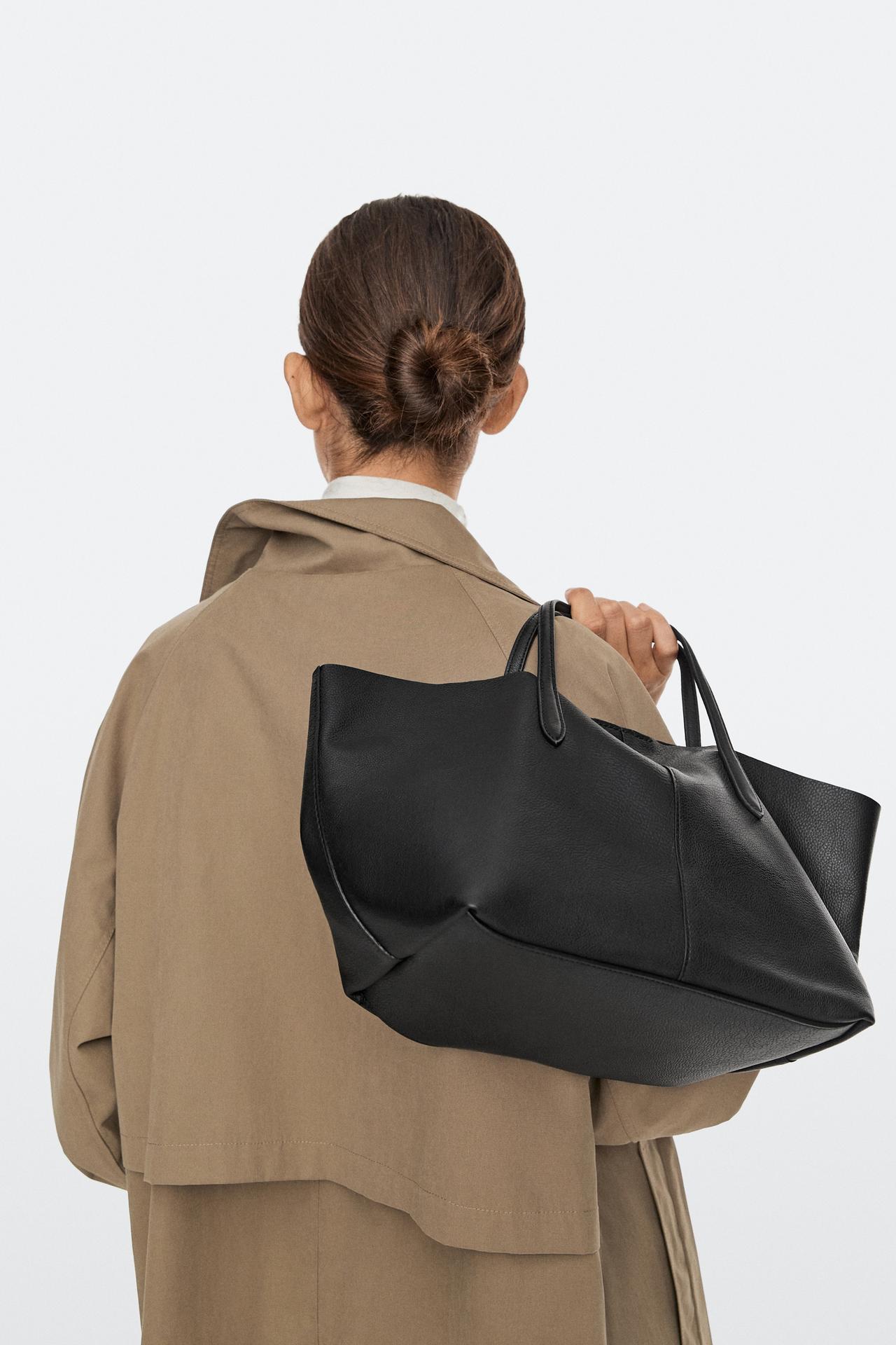 Medium nappa leather tote bag — BLACK