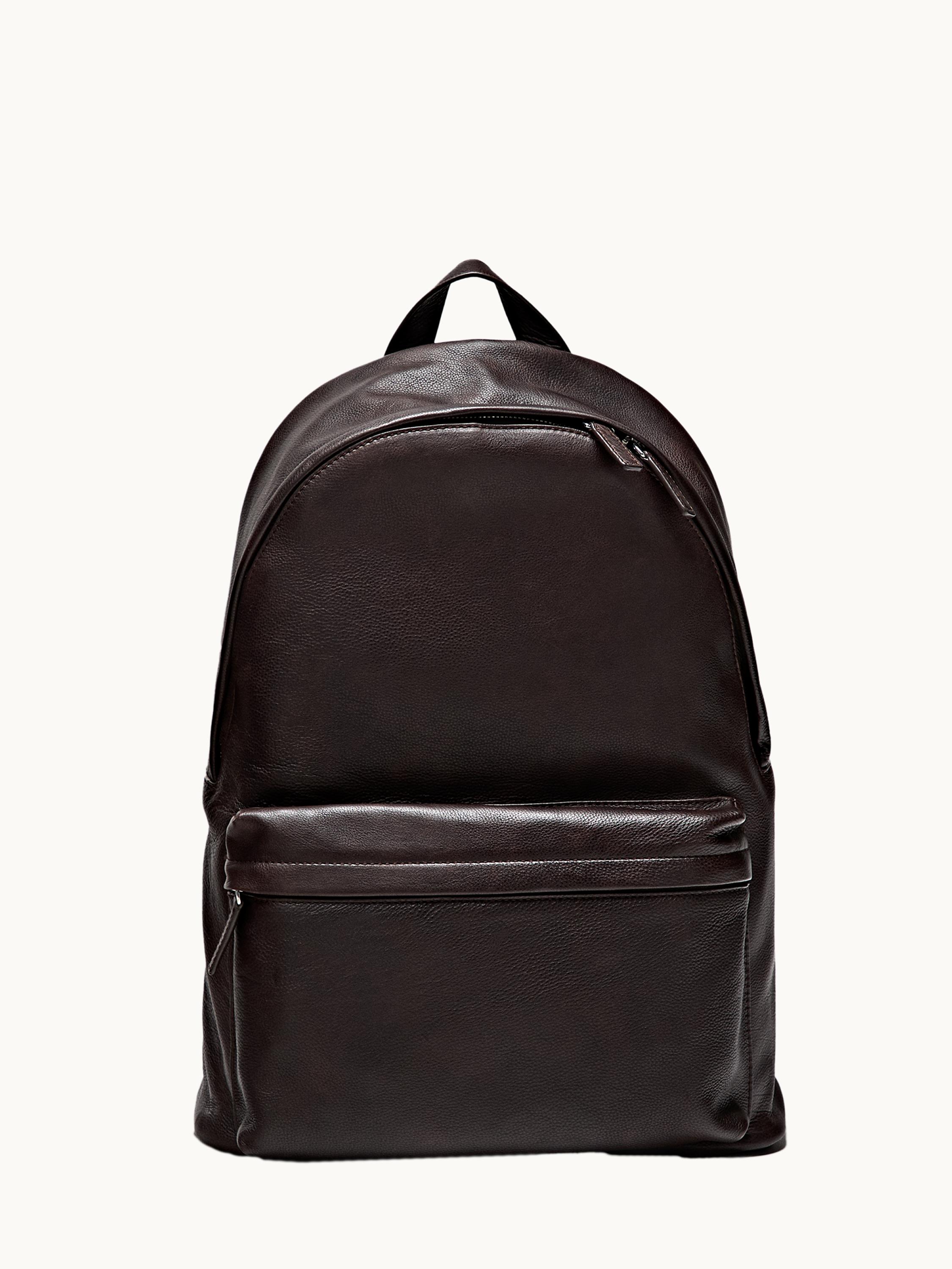 Nappa leather backpack with zip — BROWN