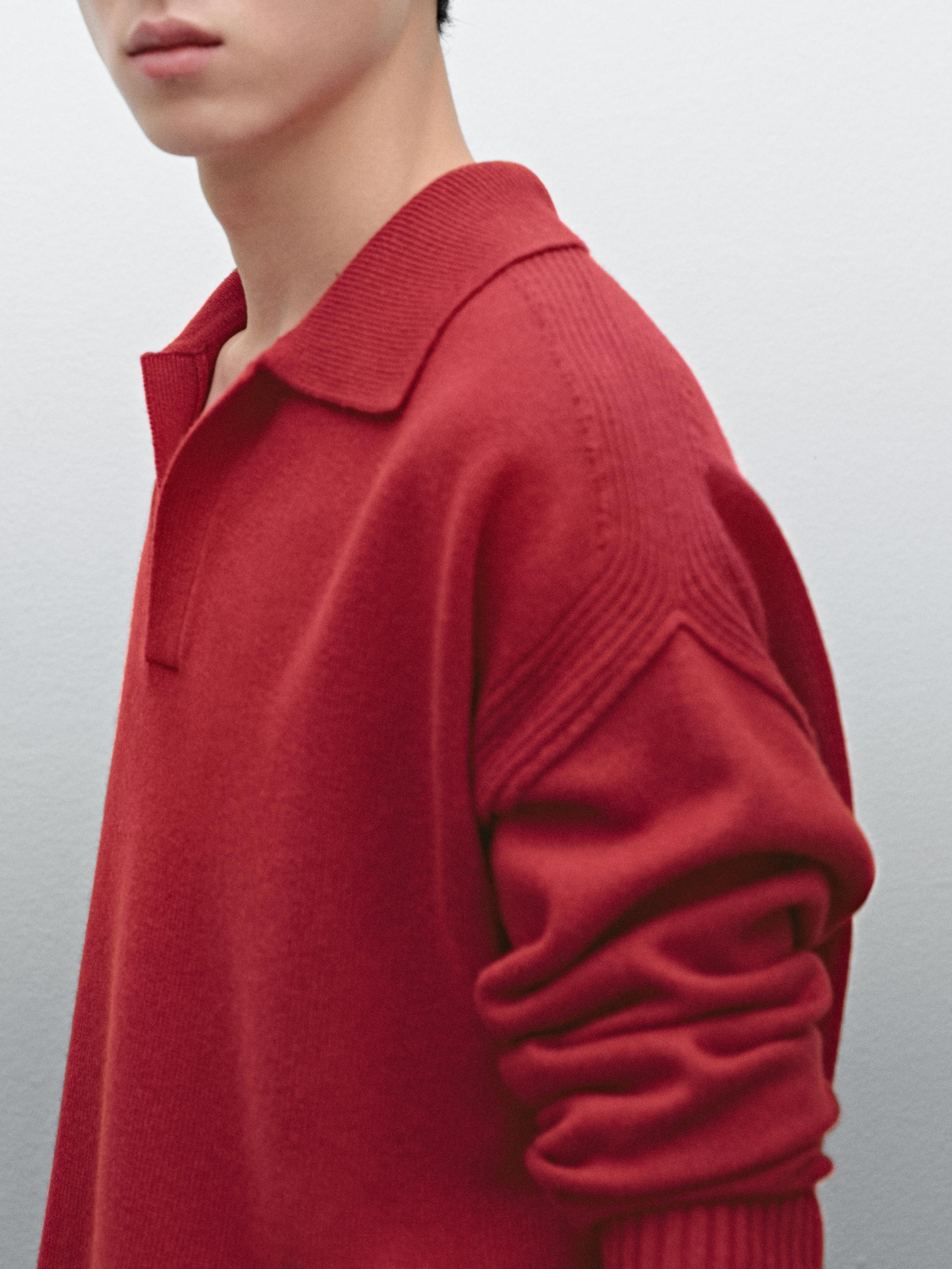 Wool blend polo collar sweater