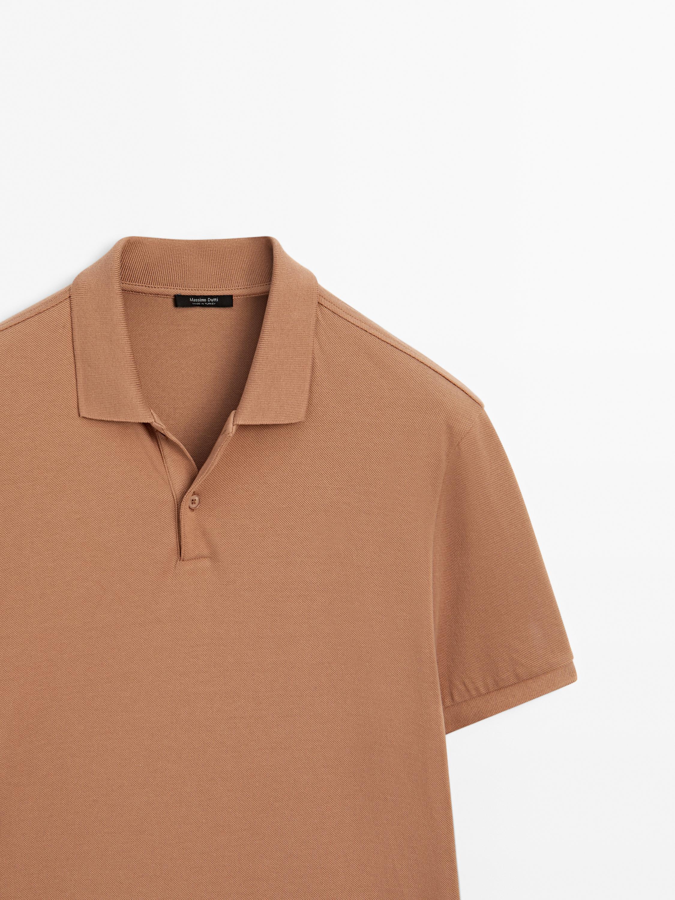 Micro textured piqué cotton polo shirt