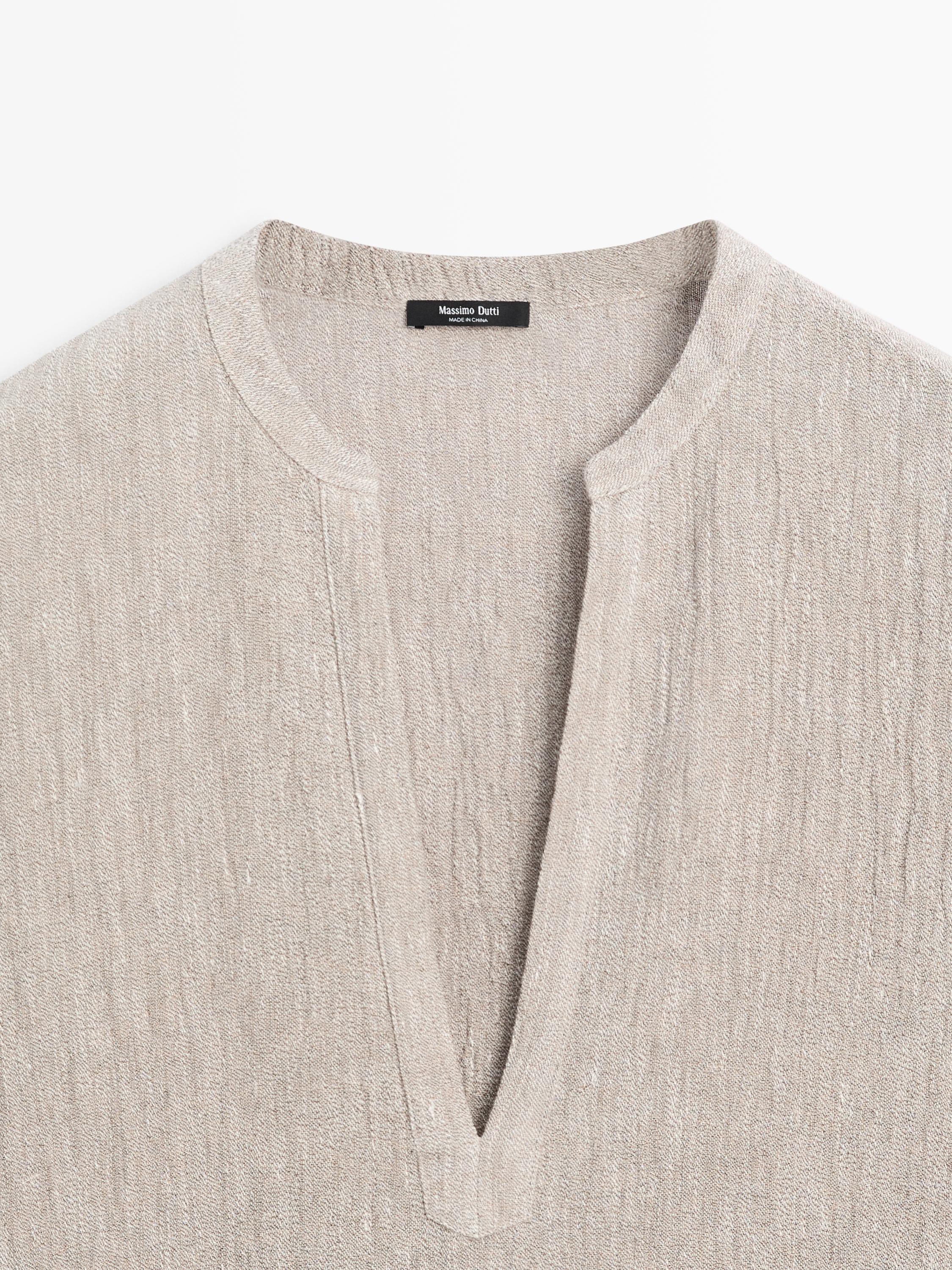 Waffle-knit linen blend kaftan dress — MINK (alternate view)