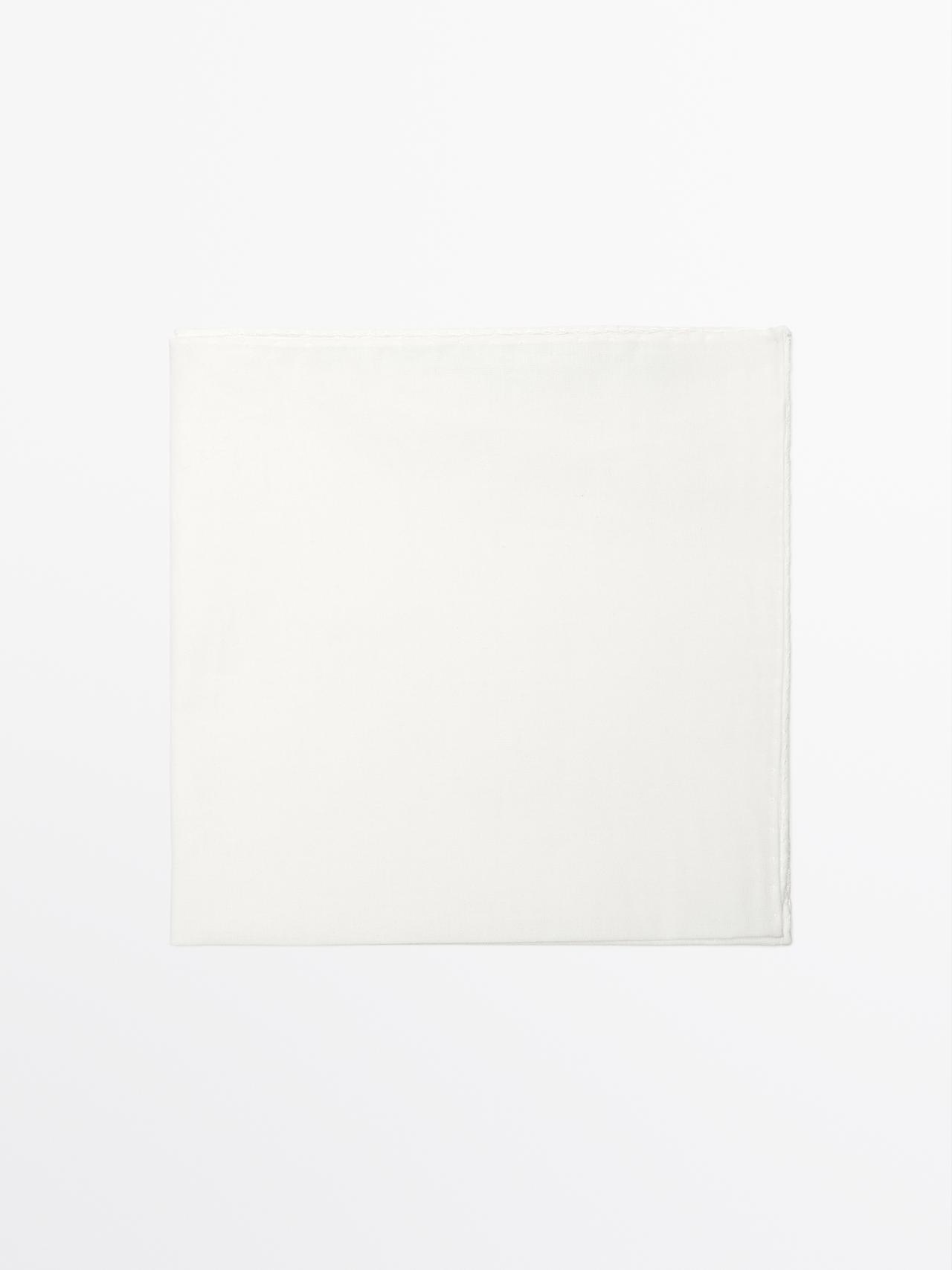 Massimo Dutti - Herre - Ensfarvet Tørklæde I 100 % Bomuld - Hvid - 01