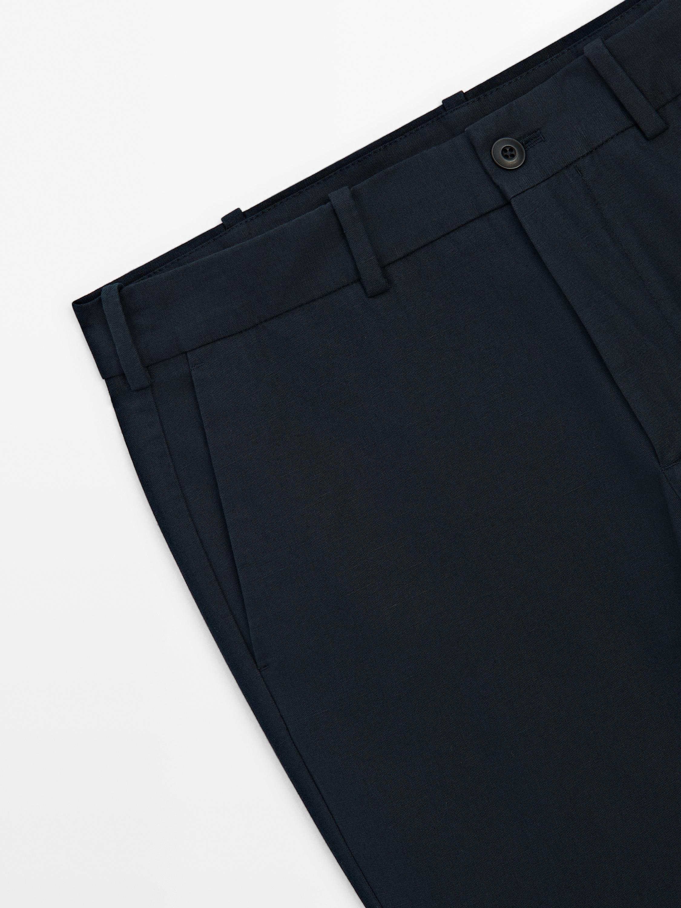 Cotton blend slim fit trousers