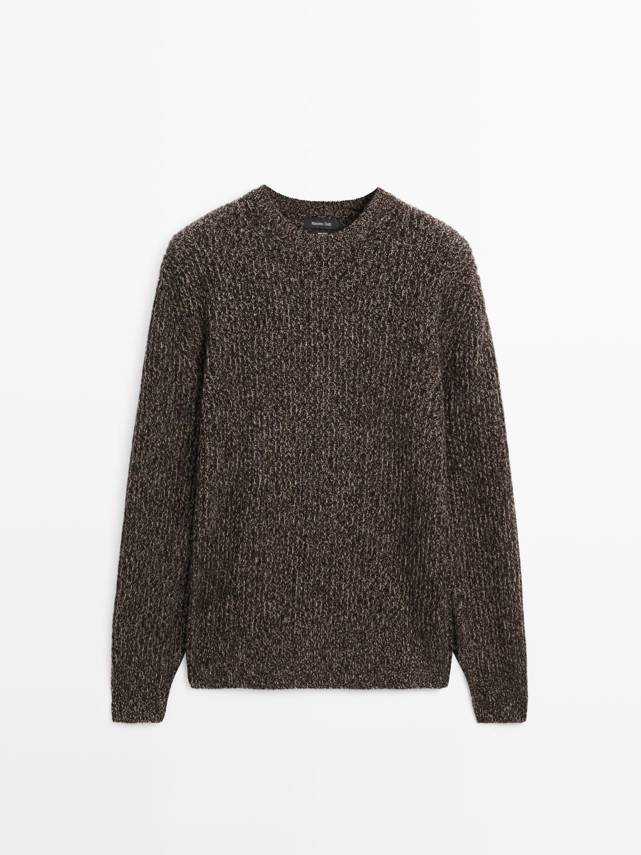 Massimo Dutti - Heren - 100% Wollen Trui Met Ronde Hals - Bruin - L