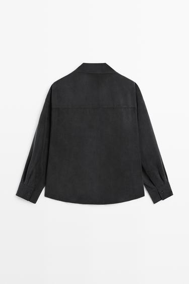 Fluid double-breasted shirt — ANTHRACITE GREY 6