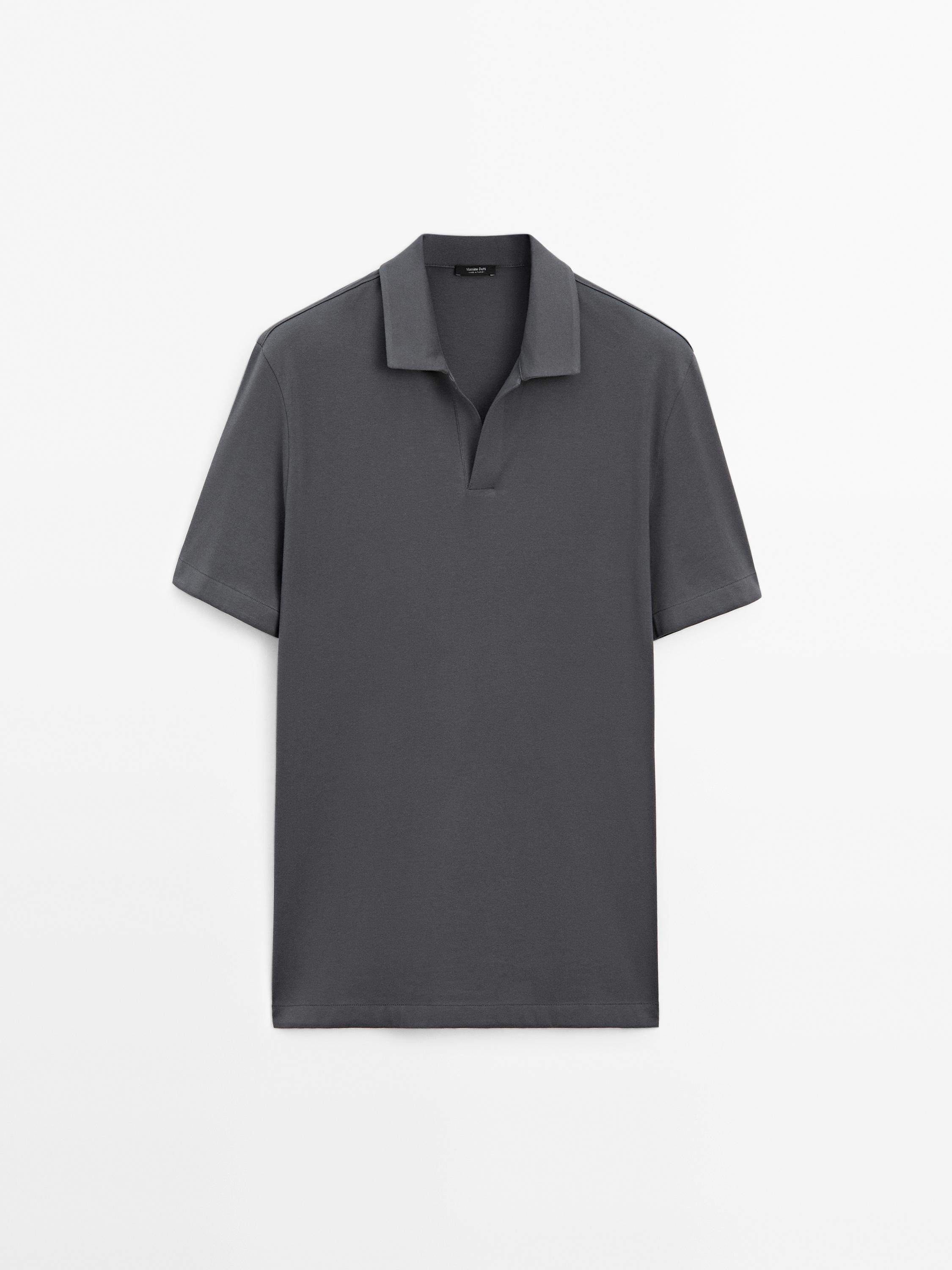 Short sleeve knitted cotton polo shirt