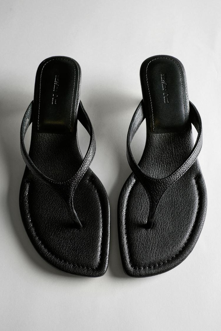 Leather heeled sandals — BLACK