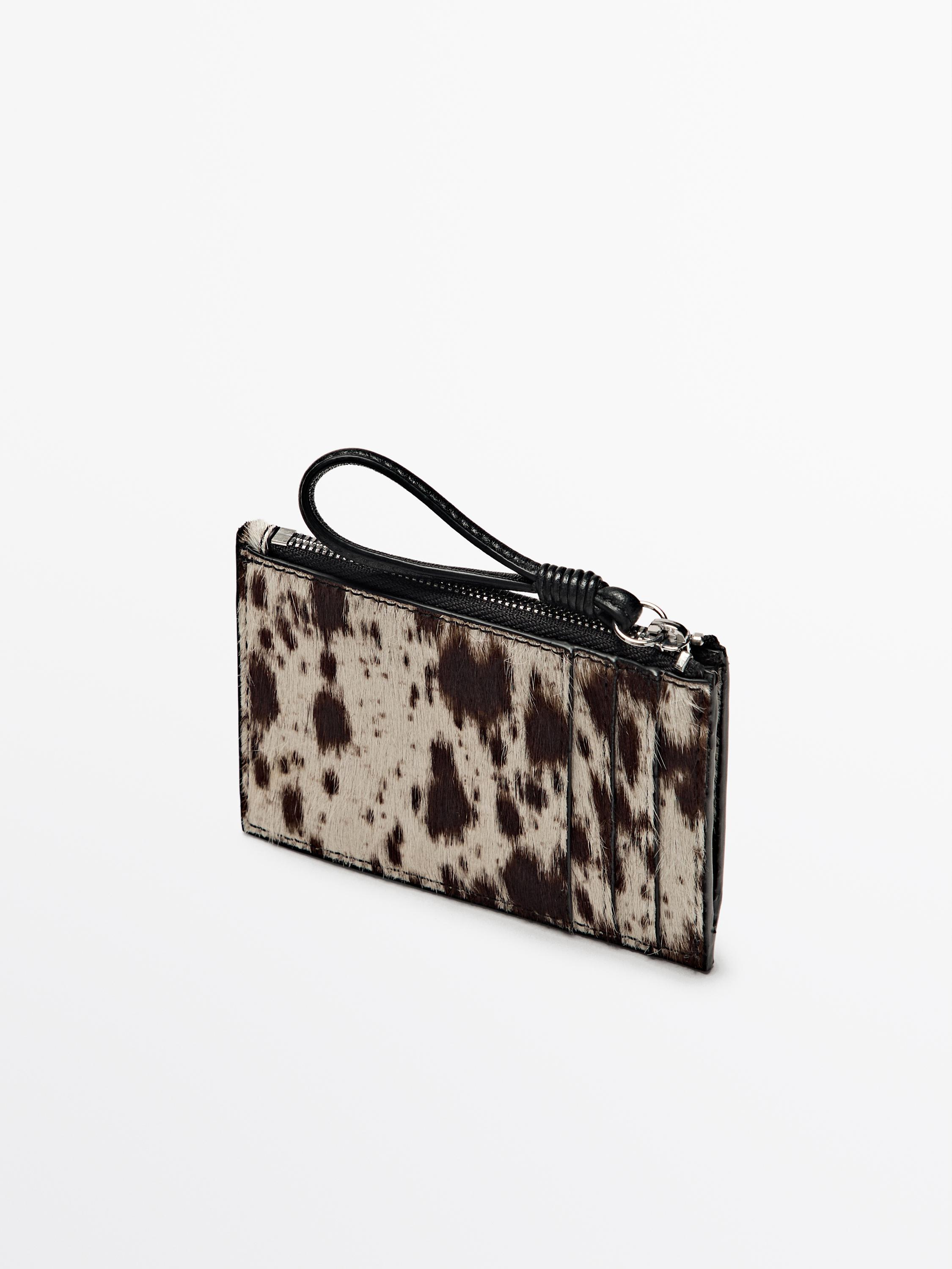 Small animal print leather wallet