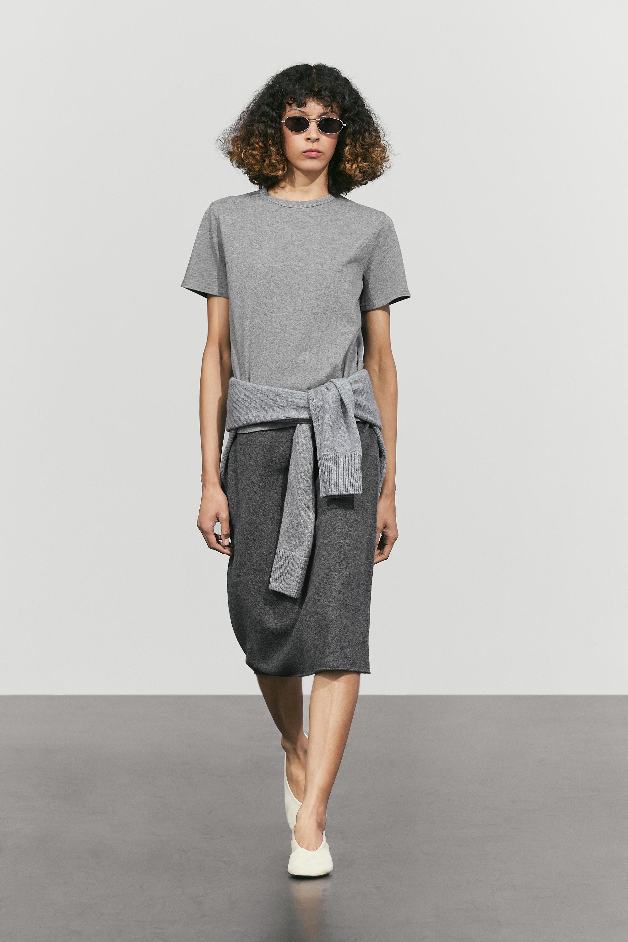Wool blend knit co-ord skirt — MEDIUM GREY