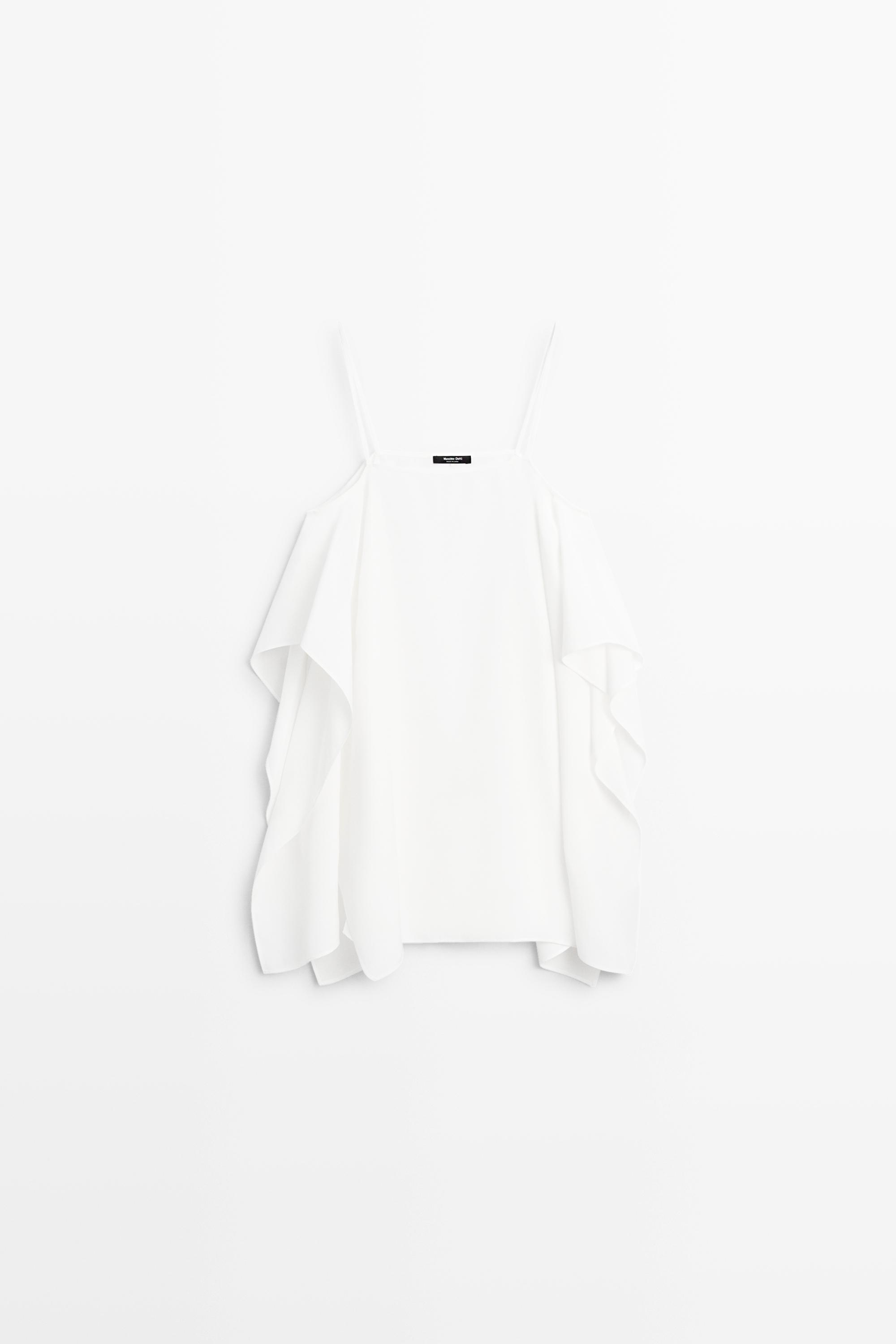 Flowing spaghetti strap top — WHITE