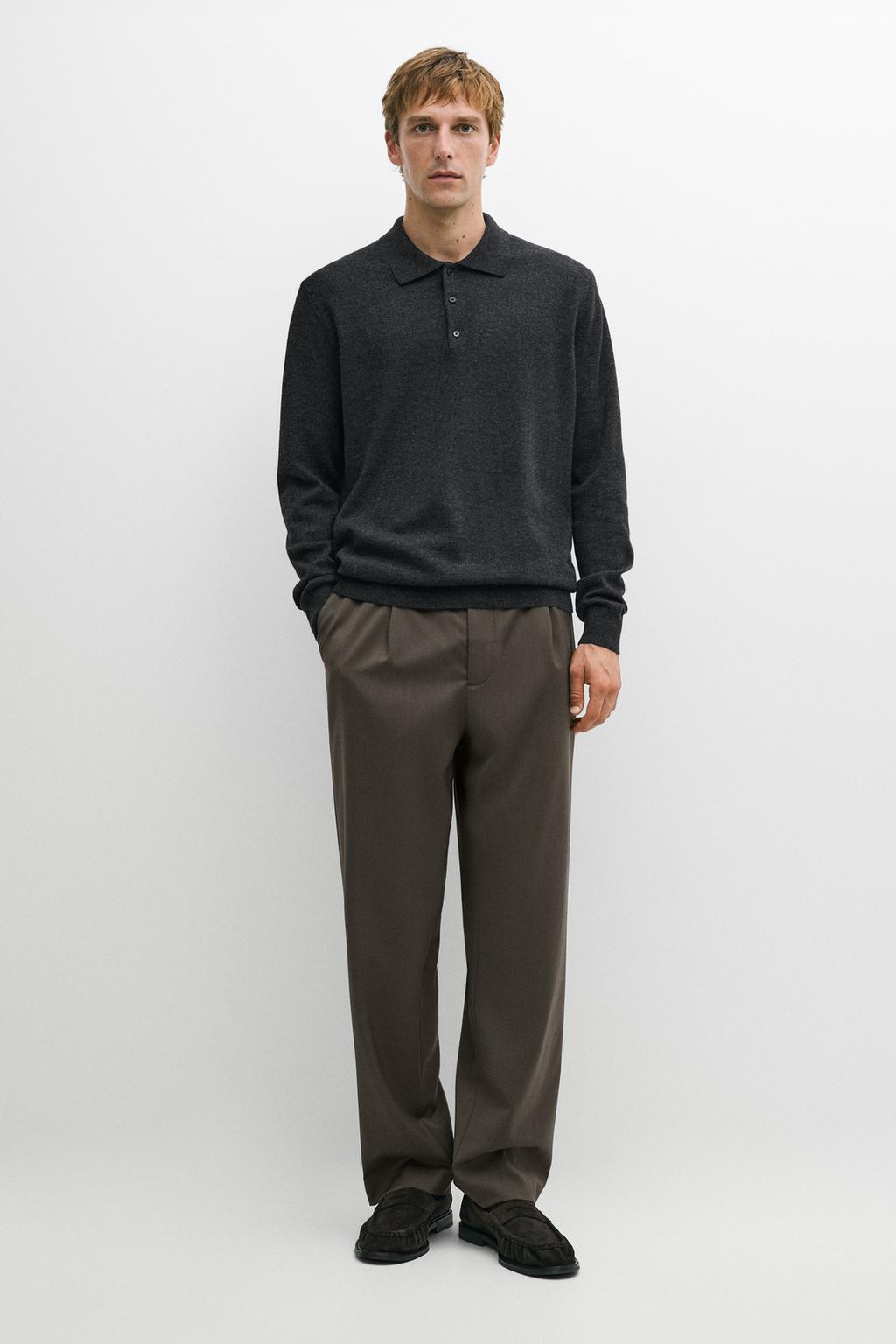 100% cashmere knit polo sweater