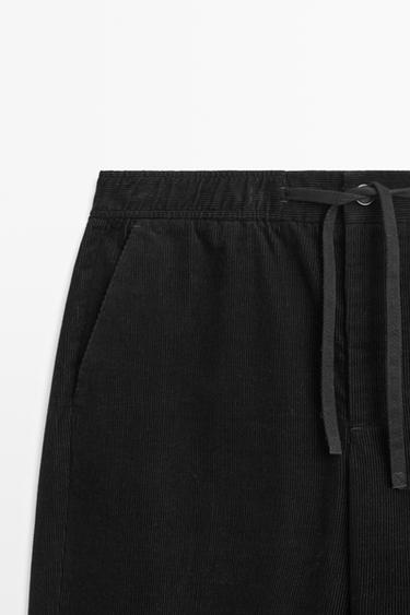 Corduroy jogger fit pants — BLACK 4