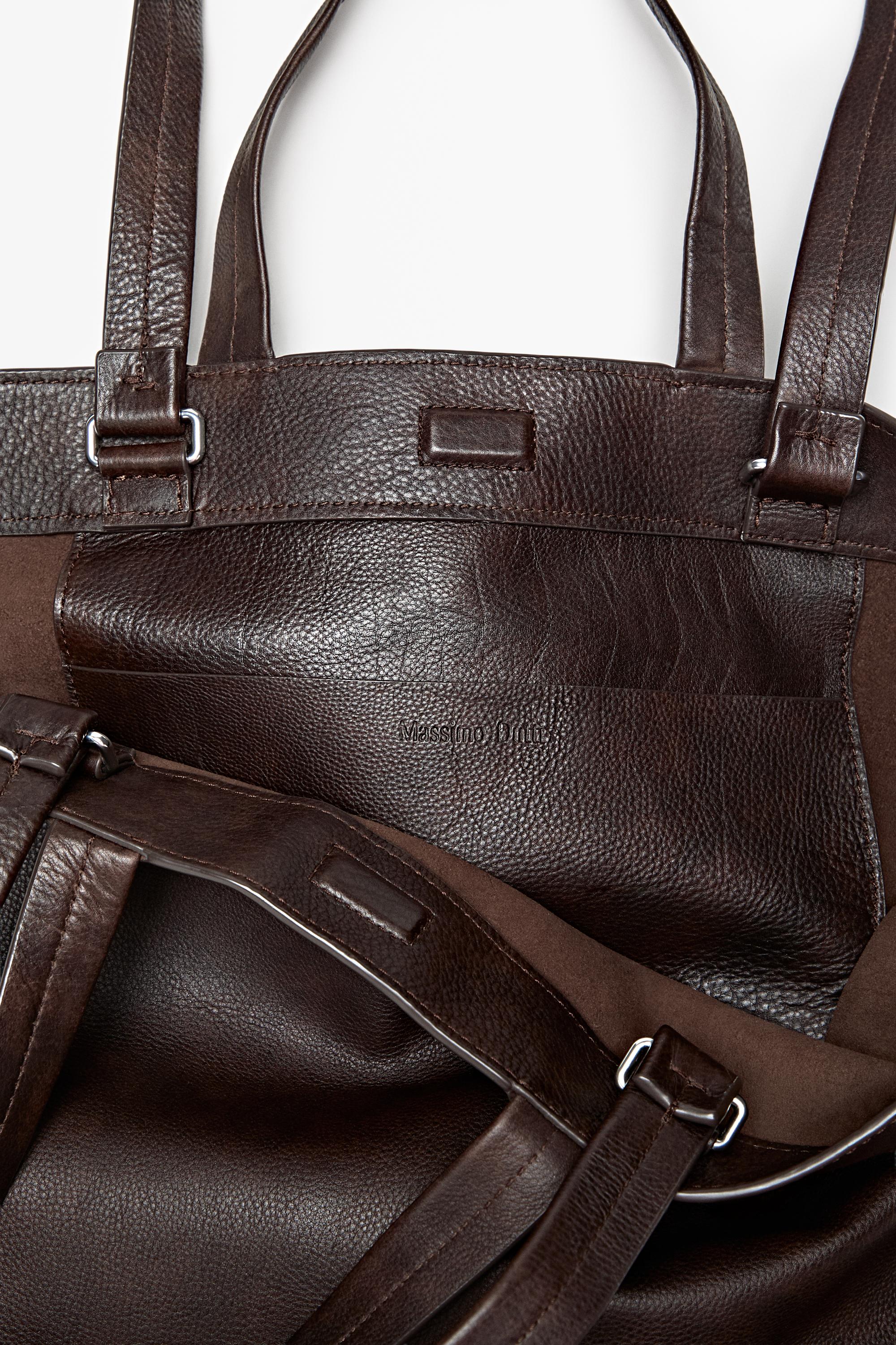 Nappa leather tote bag — BROWN