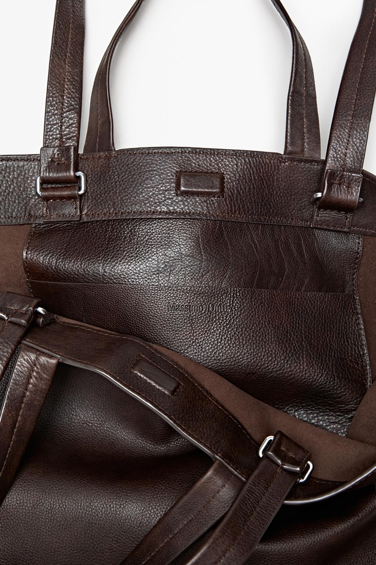 Nappa leather tote bag — BROWN
