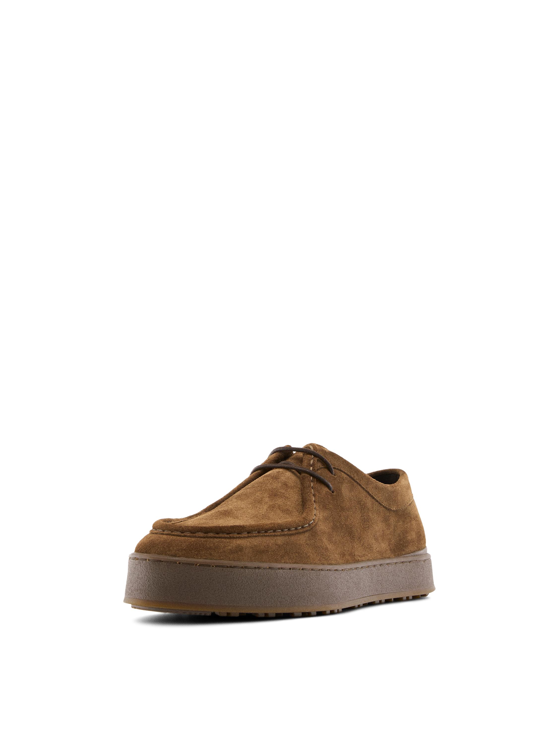 Leather shoes with moc toe and chunky sole — BROWN
