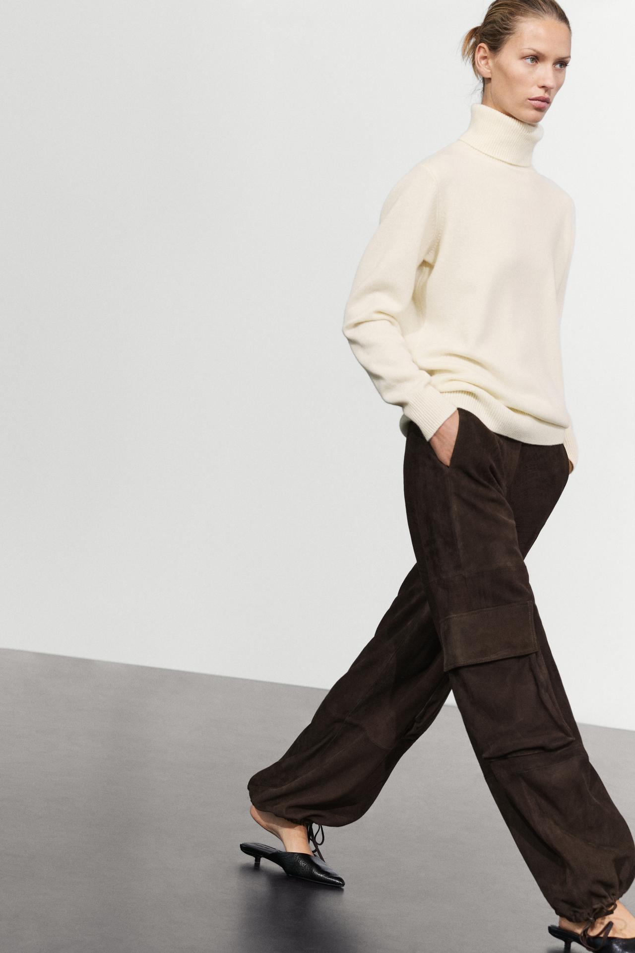 Wool blend turtleneck knit sweater — CREAM
