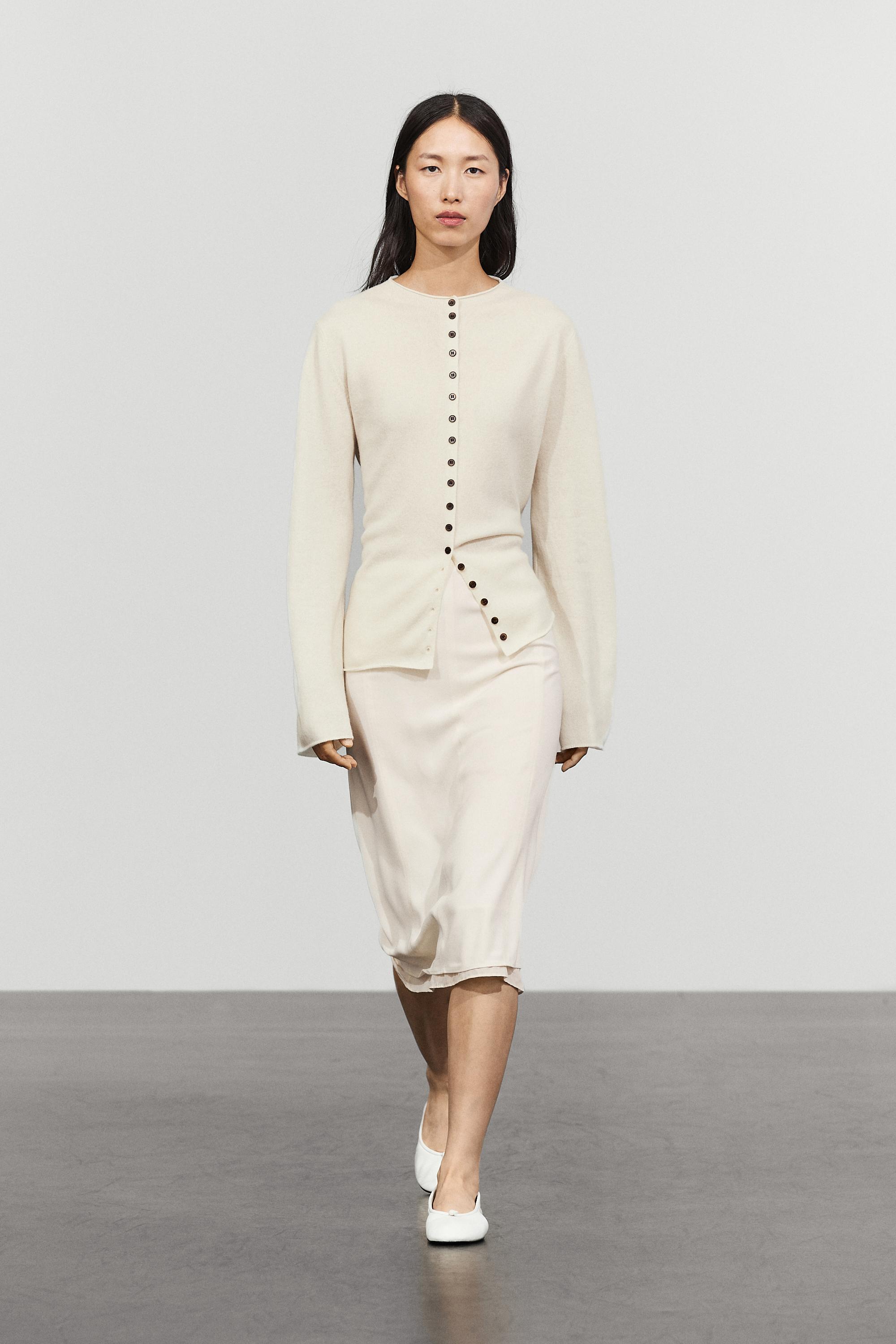 Wool-blend knit cardigan with buttons