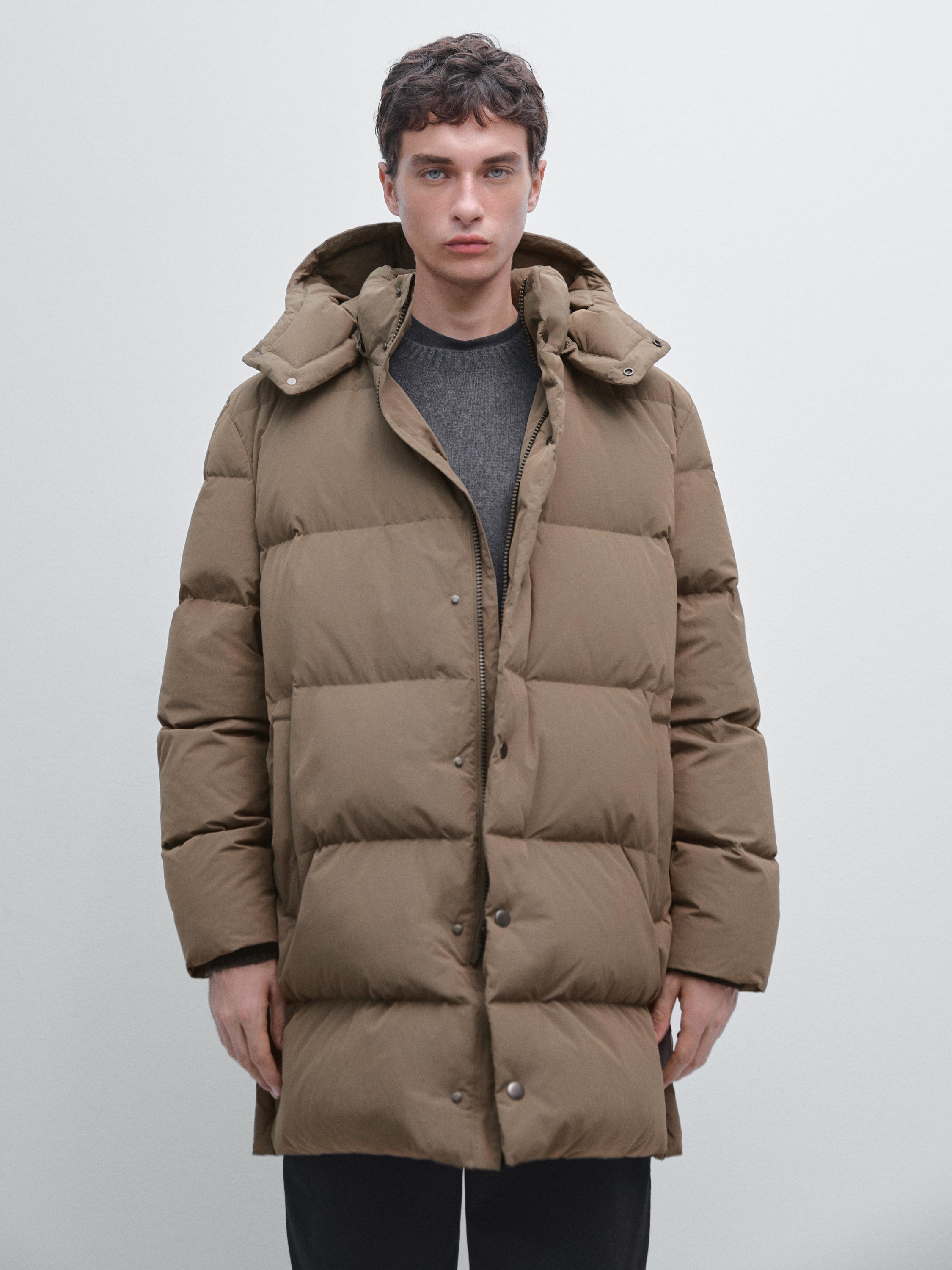 Chaqueta larga acolchada plumas water repellent · Kaki Claro