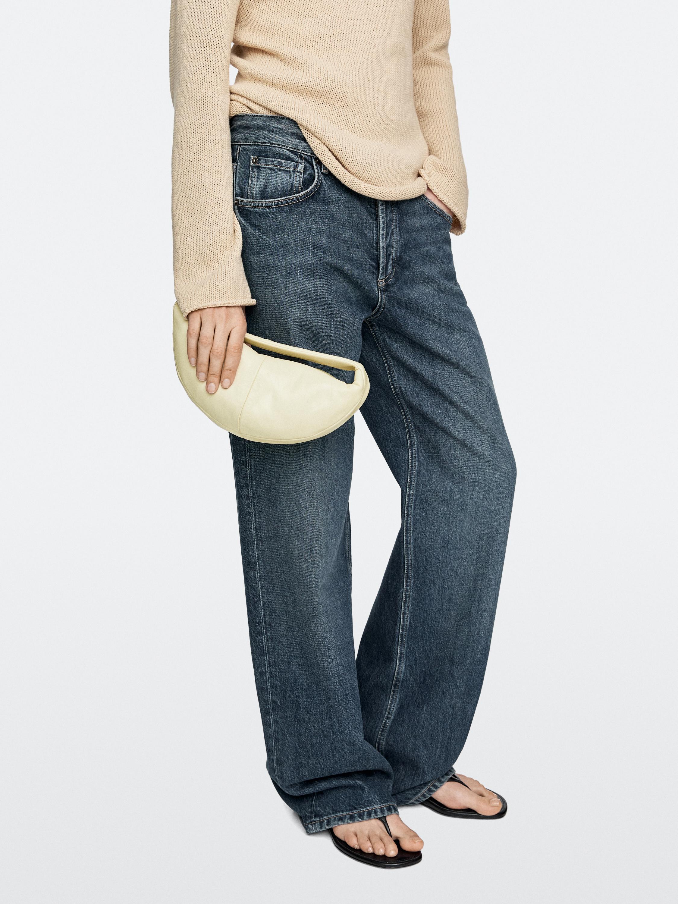 Mini nappa leather half-moon bag — WHITE