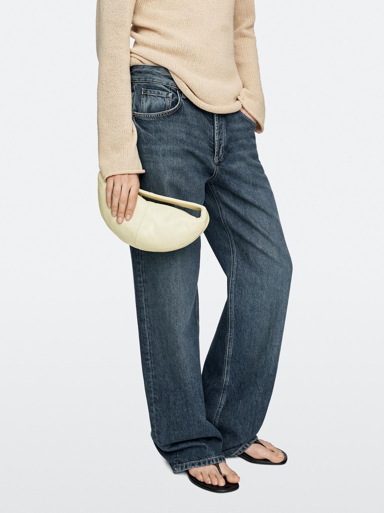 Mini nappa leather half-moon bag — WHITE