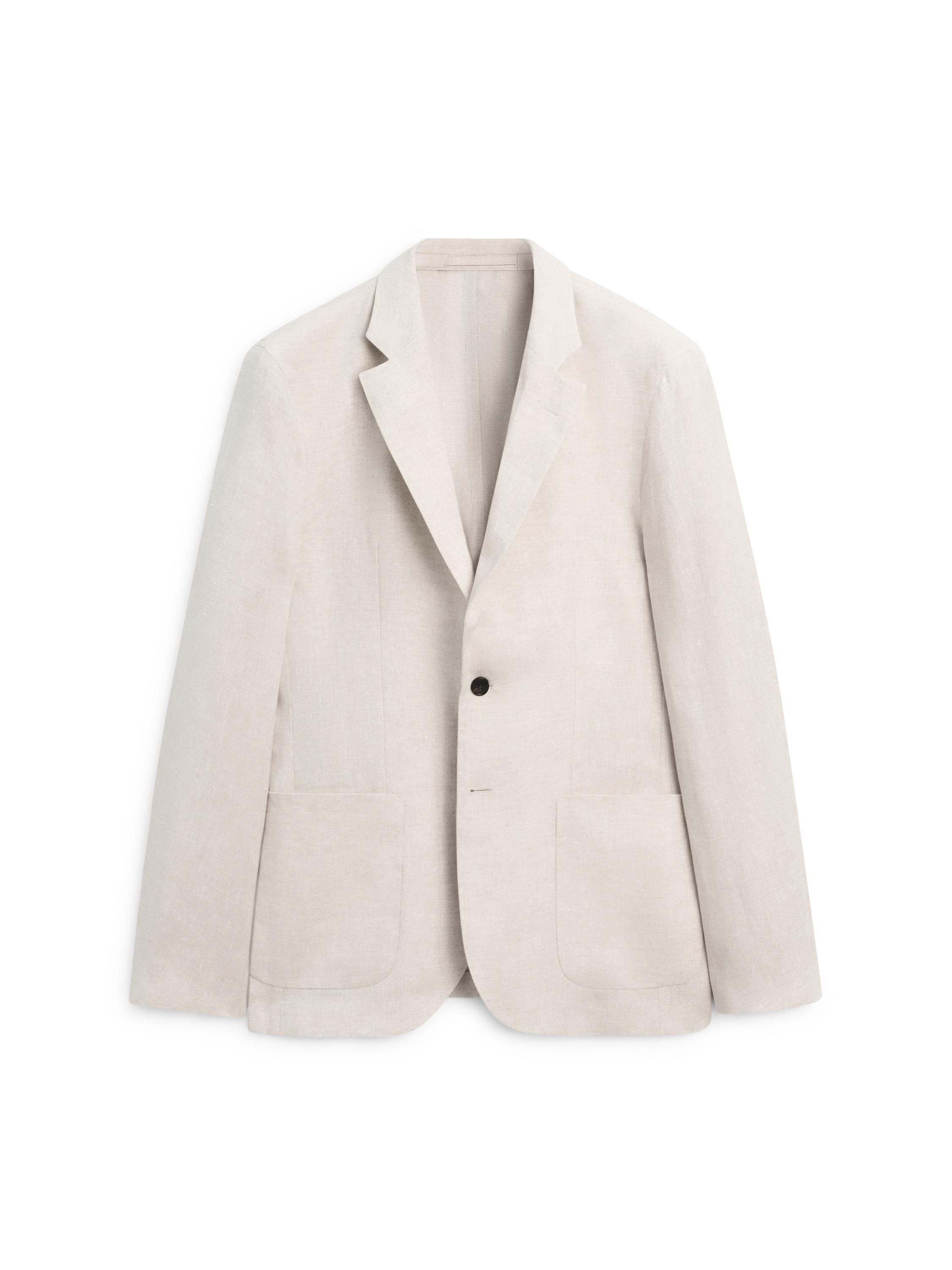 100% linen suit blazer with pocket details — CREAM