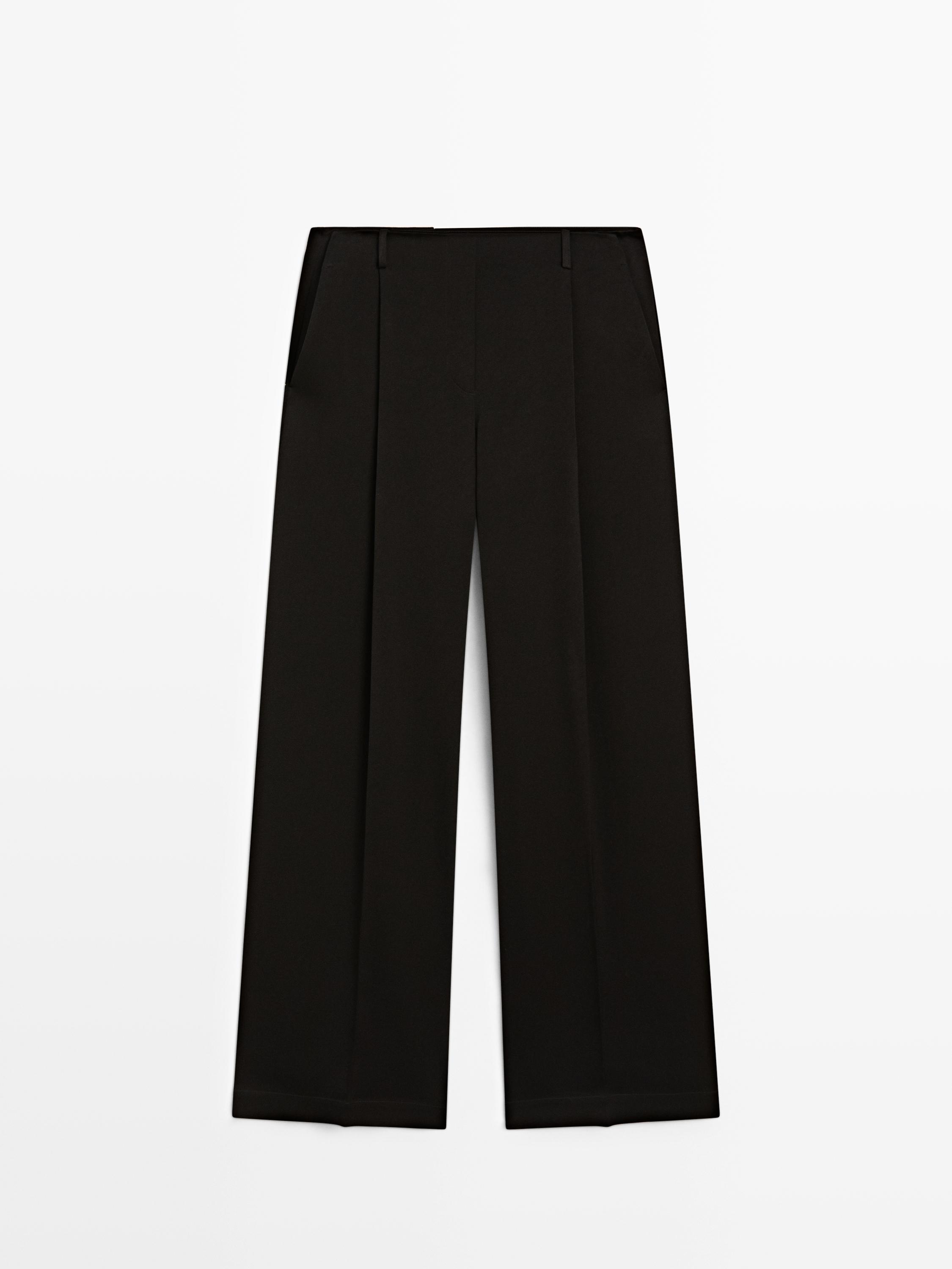 Flowing wide-leg trousers - STUDIO — BLACK