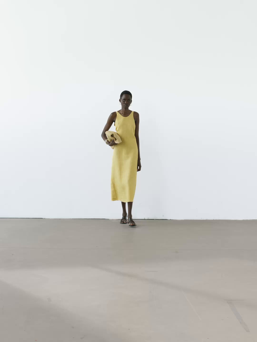 100% linen halter midi dress