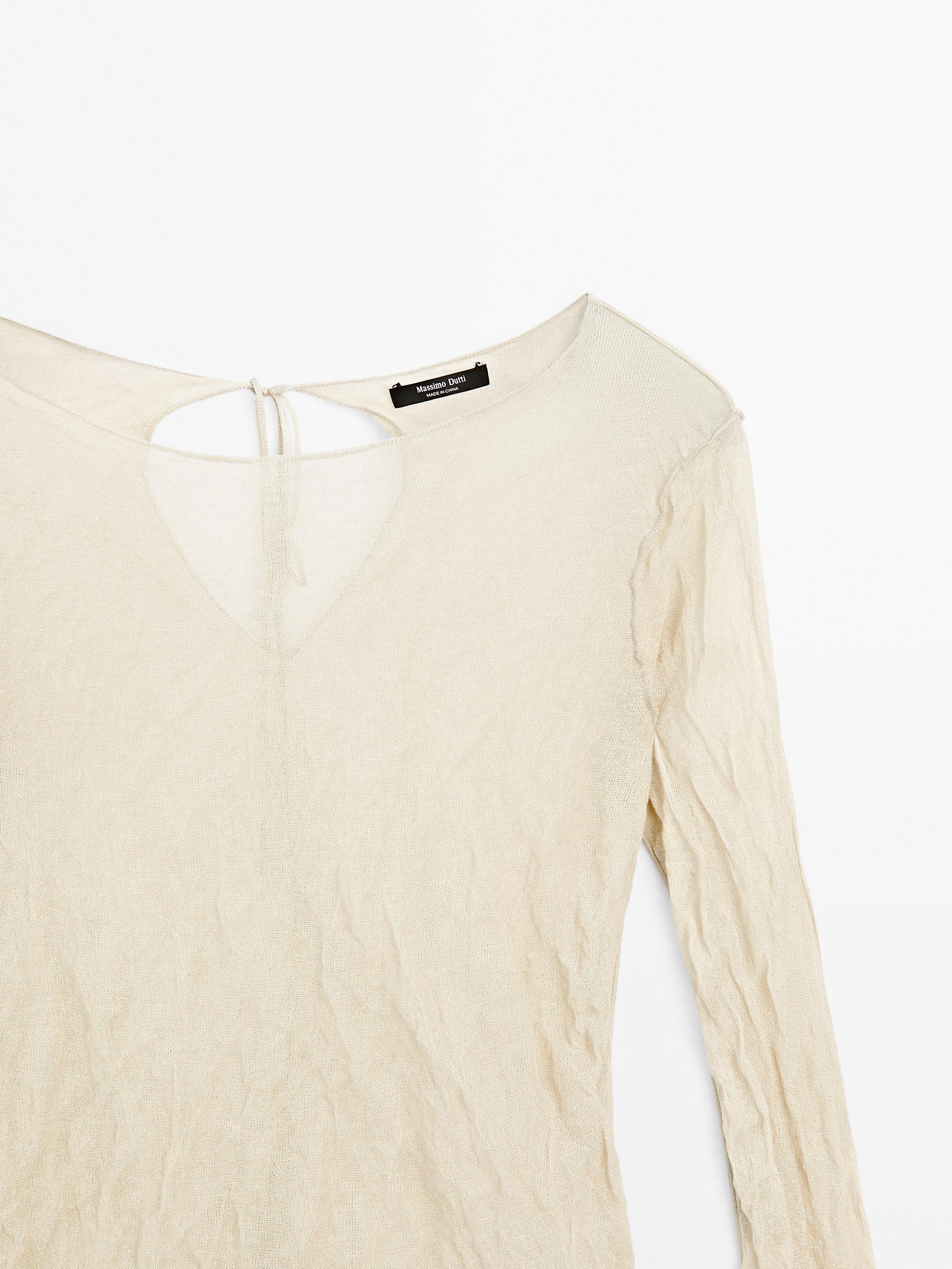 Creased-effect long sleeve T-shirt
