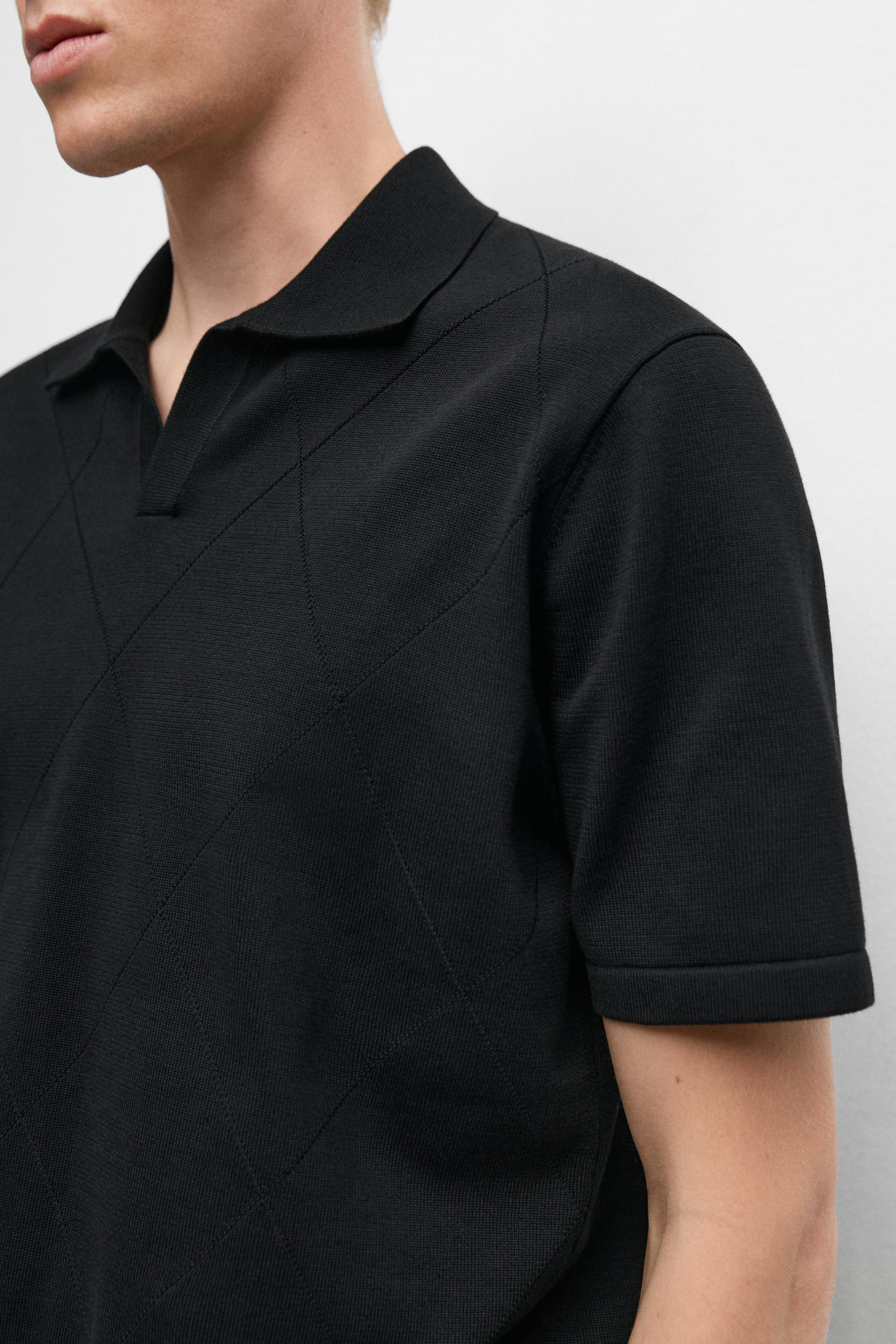 100% cotton intarsia knit polo shirt · Black, Navy Blue, Burgundy