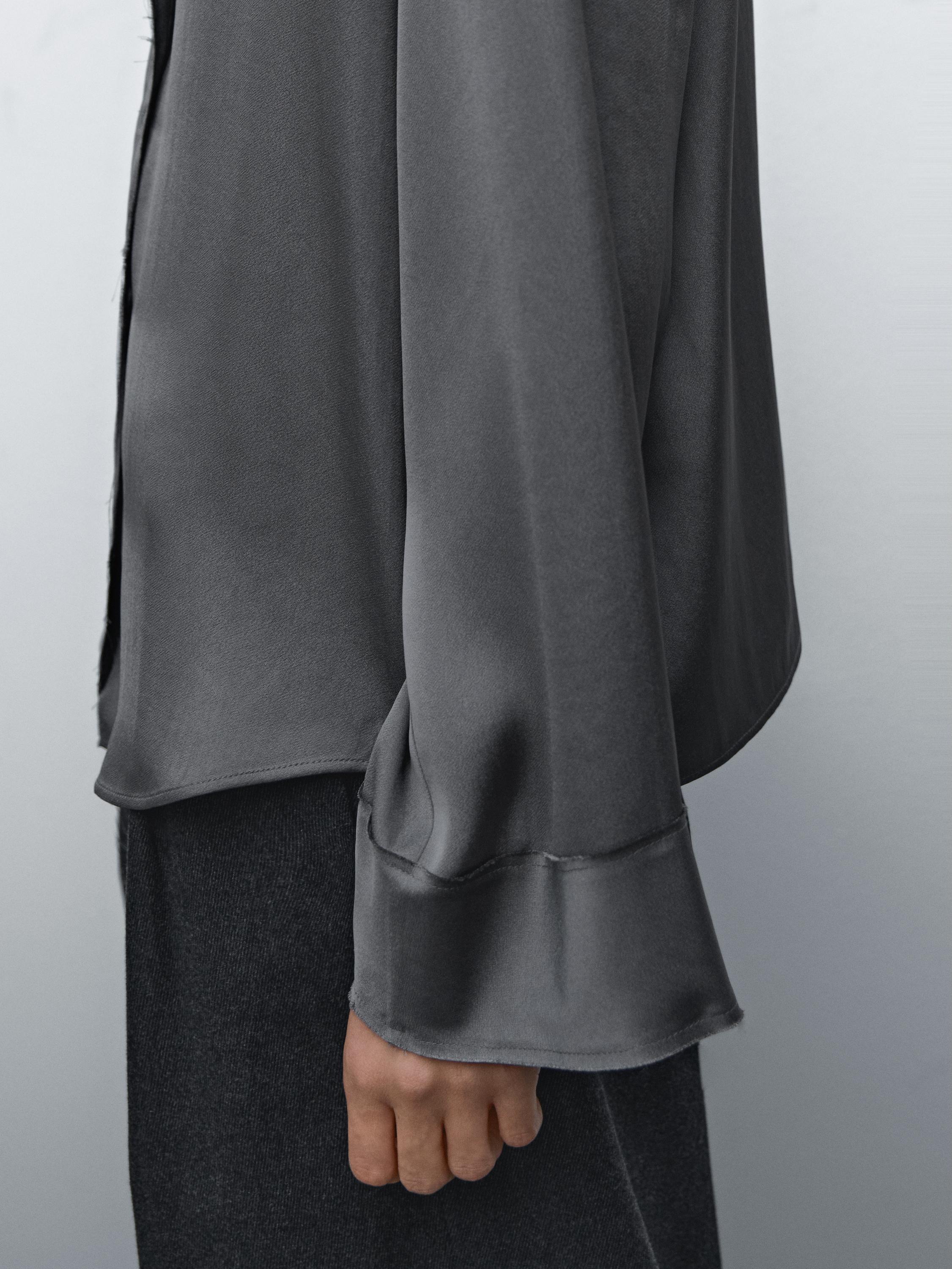 Flowing satin shirt with cuff detail